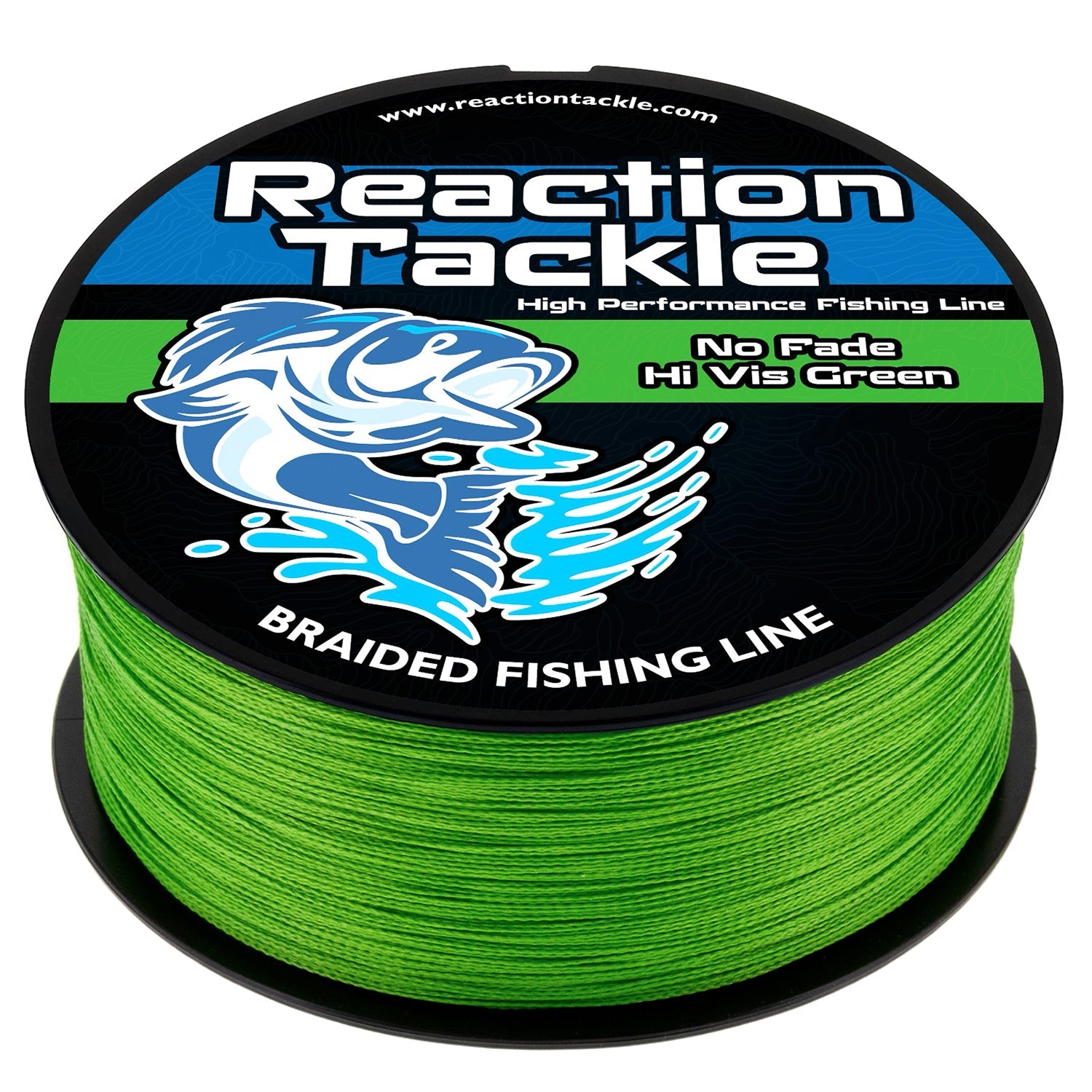Reaction Tackle Braided Fishing Line - NO FADE Hi Vis Green