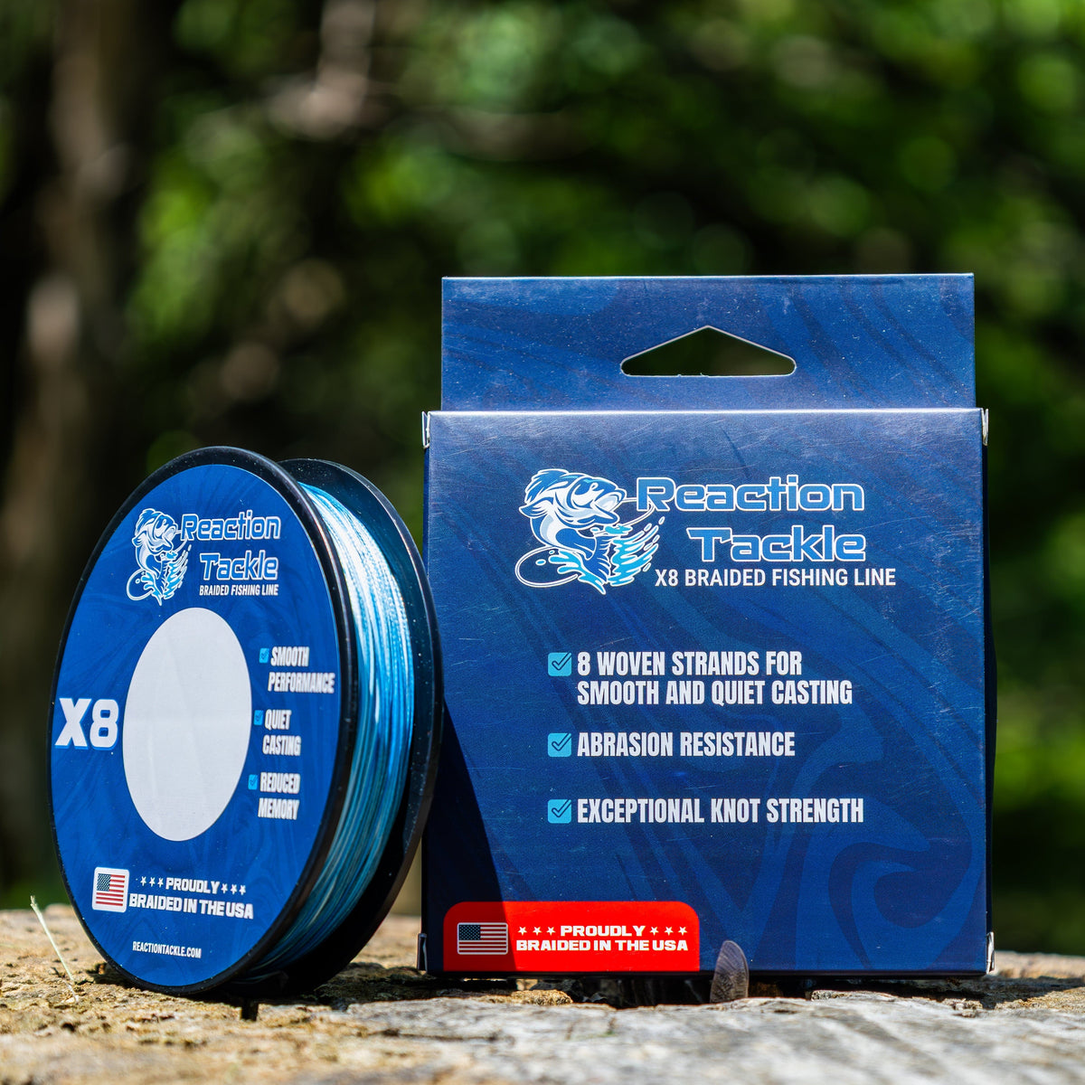 8x braided fishing line Reaction Tackle BRAIDED IN THE USA Fishing Line- X8