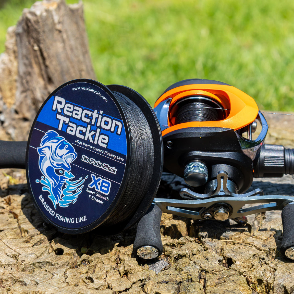 Reaction Tackle X8 Braided Fishing Line - NO FADE Black 8 Strand Reaction Tackle X8 Braided Fishing Line - NO FADE Black 8 Strand