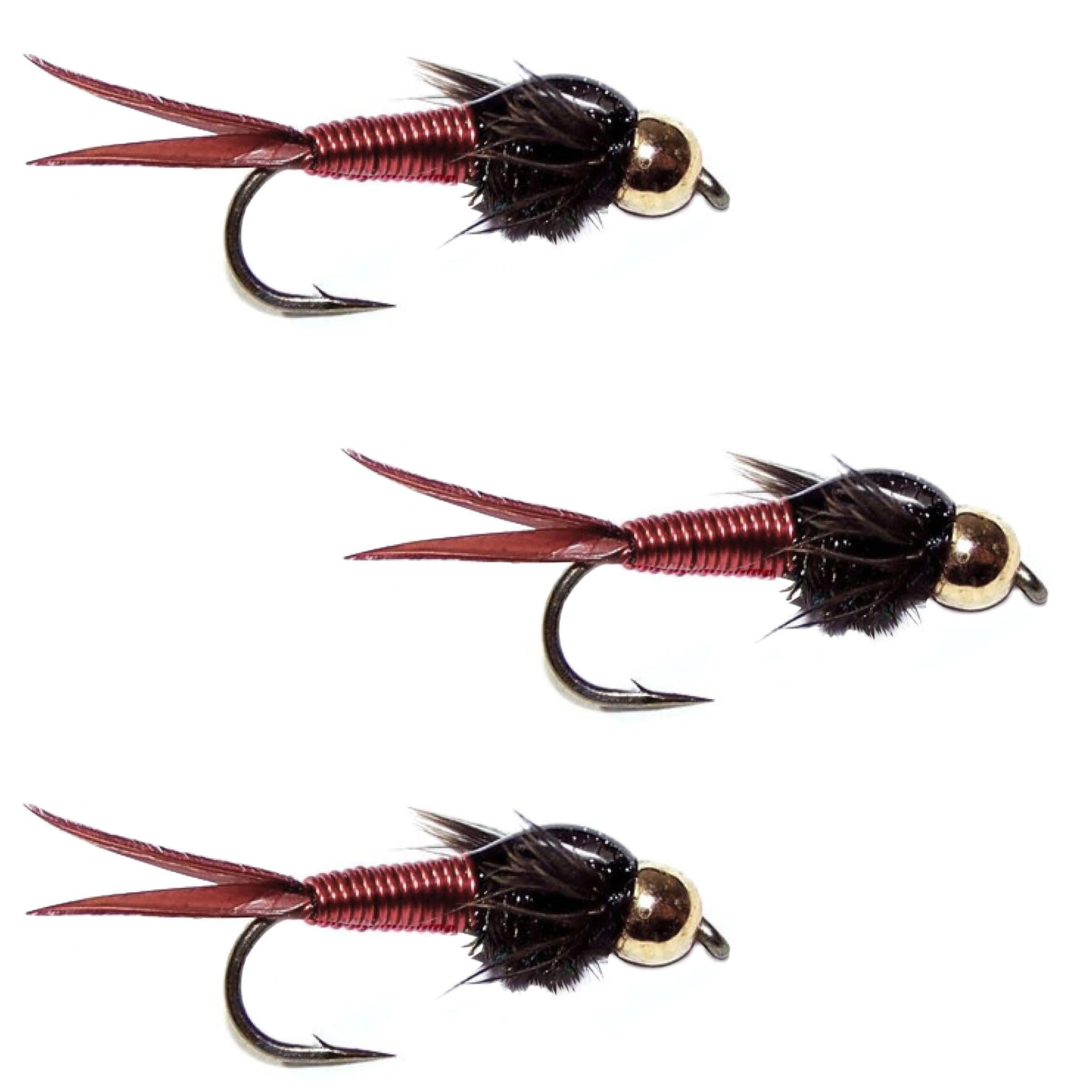 bead head fly fishing lures 3 Pack Red Copper John Nymph Flies Dad You're a Real et and it is now Color:Penny Shad