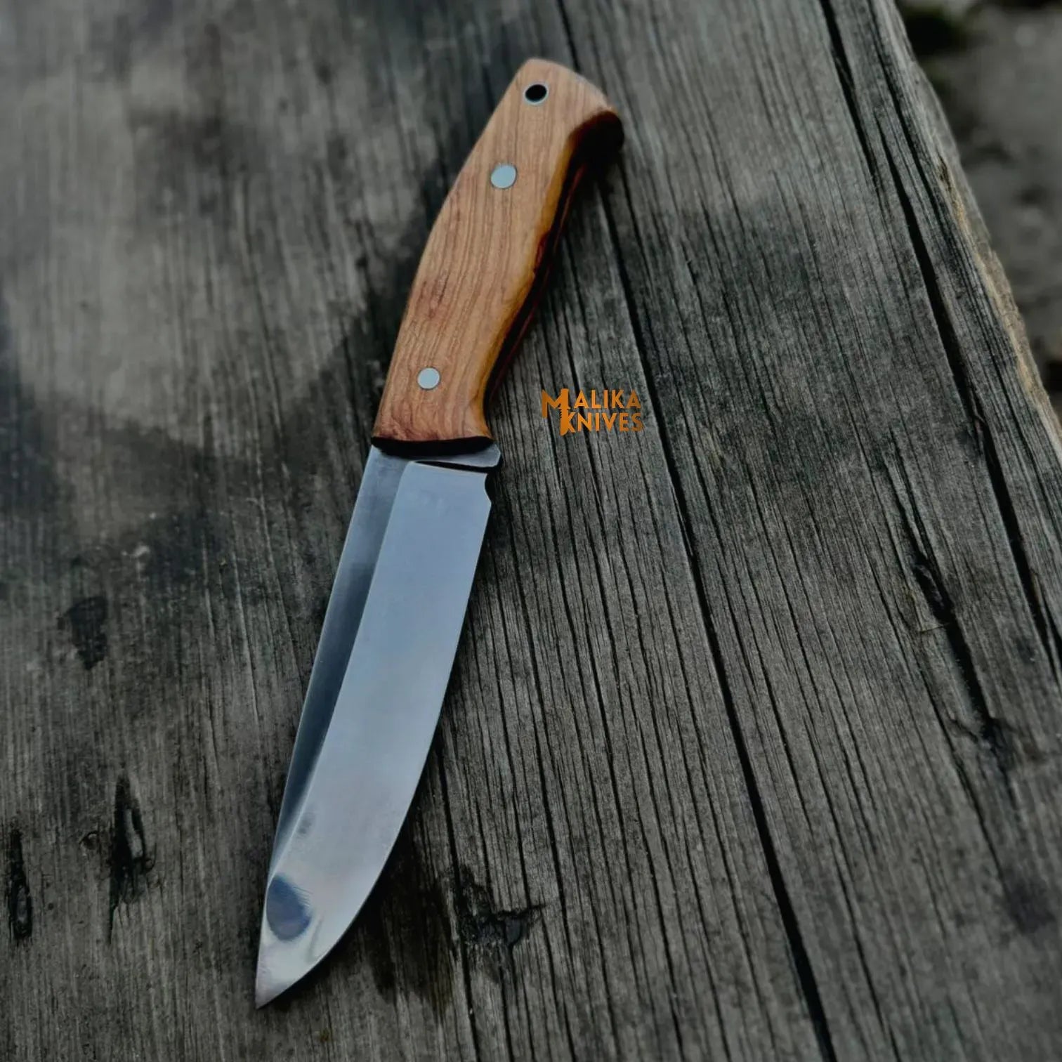 MALIKA KNIVES simple D2 Bushcraft Hunting Knife Walnut Handle