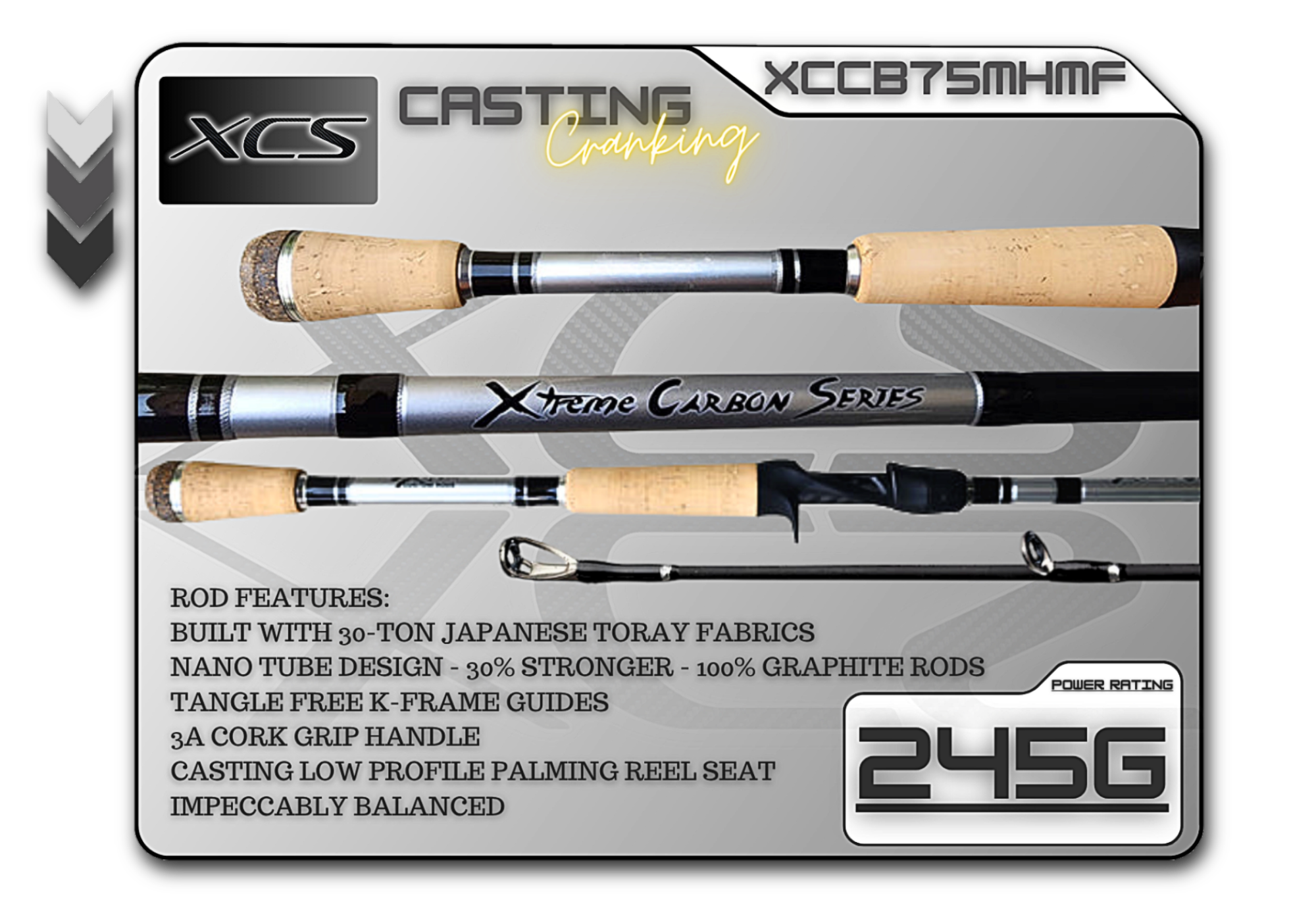 Fish Xtreme Rods Casting Rod XCCB75MHMF (245G) 7'5" Medium Heavy Mod-Fast **Cranking**