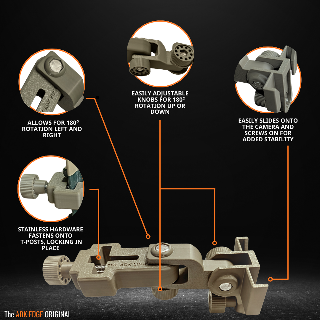 The ADK Edge APEX 360° Rotating T-Post Trail Camera Mount for Tactacam REVEAL 2 | 3
