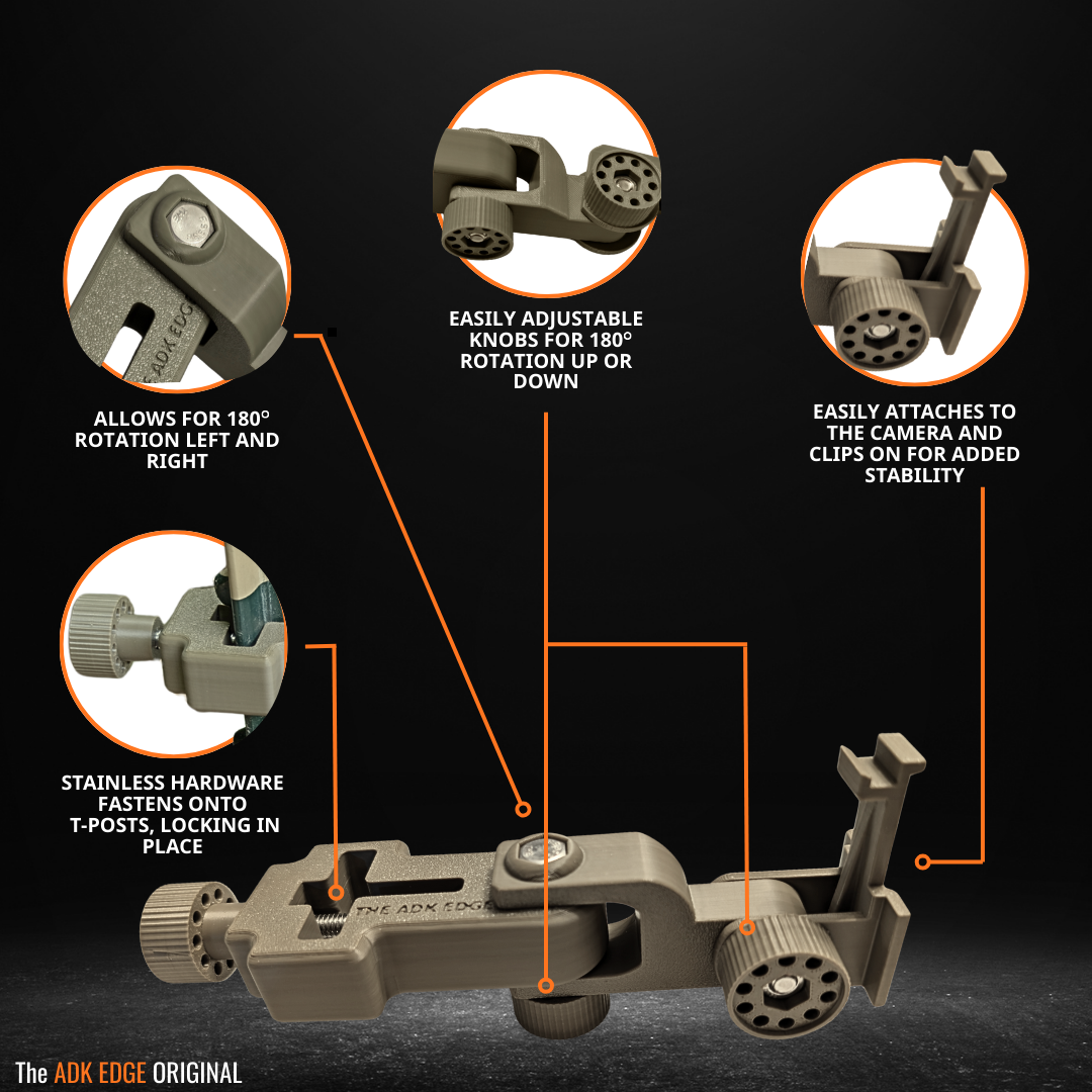 The ADK Edge APEX 360° Rotating T-Post Trail Camera Mount for Moultrie EDGE