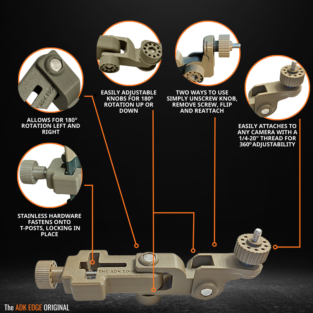 The ADK Edge APEX 360° Rotating Universal T-Post Trail Camera Mount