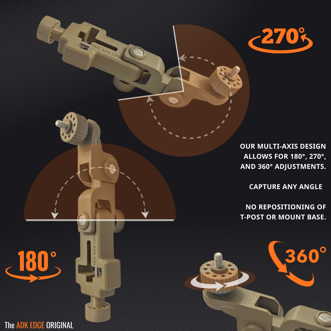 The ADK Edge APEX 360° Rotating Universal T-Post Trail Camera Mount