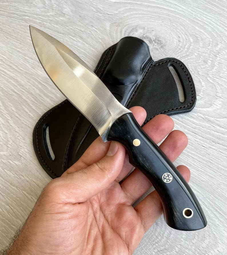 cskforged Hunting knives Hunting Knife 1095 Carbon Steel and Compact Buffalo horn Handle -Blacksmith Made Camping Knife - Bushcraft Knife - Survival Knife with Sheath