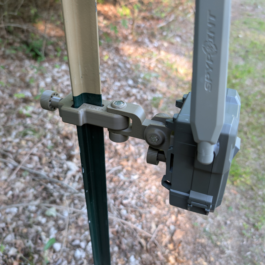 The ADK Edge APEX 360° Rotating T-Post Trail Camera Mount for SPYPOINT FLEX