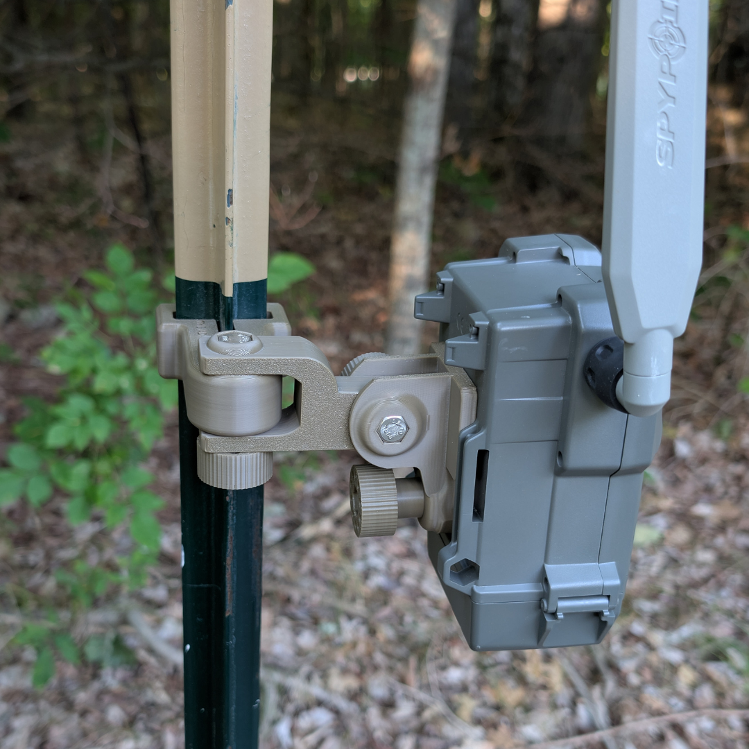 The ADK Edge APEX 360° Rotating T-Post Trail Camera Mount for SPYPOINT FLEX