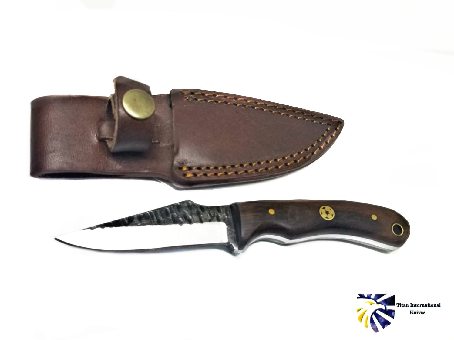CUSTOM FORGED CARBON KNIFE /ROSEWOOD GRIP BY TITAN TC-054