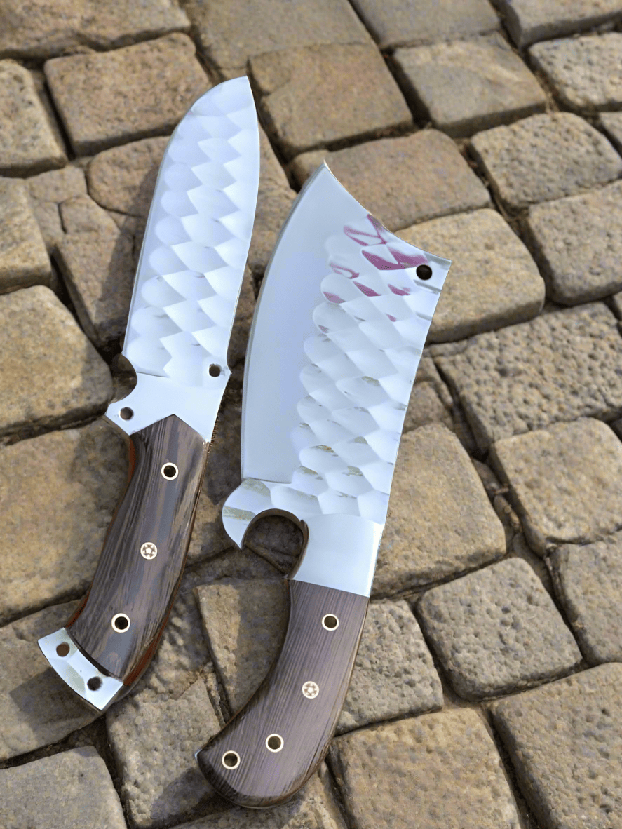 cskforged Hunting knives Collector 10"inches HAND FORGED J2 Steel Hunting and Cleaver knife + Leather Sheath
