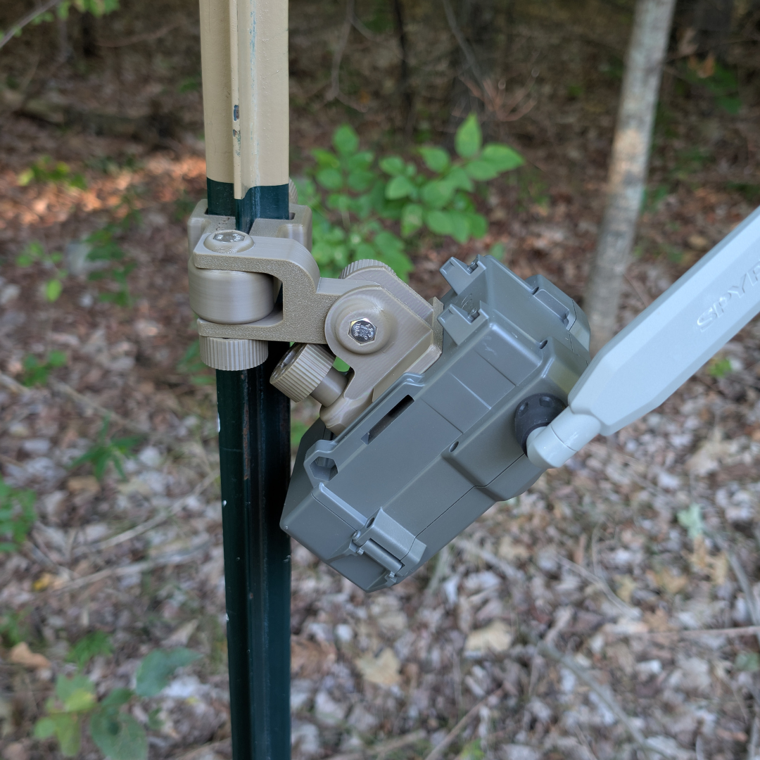 The ADK Edge APEX 360° Rotating T-Post Trail Camera Mount for SPYPOINT FLEX