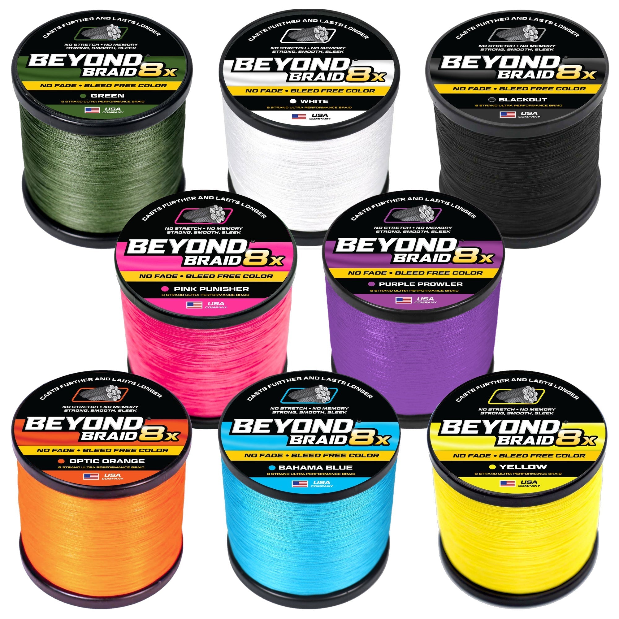 8 Strand No Fade Braided Fishing Line Series - Super Sleek & Smooth Braided Fishing Line - High Performance Fishing Line For Saltwater & Freshwater