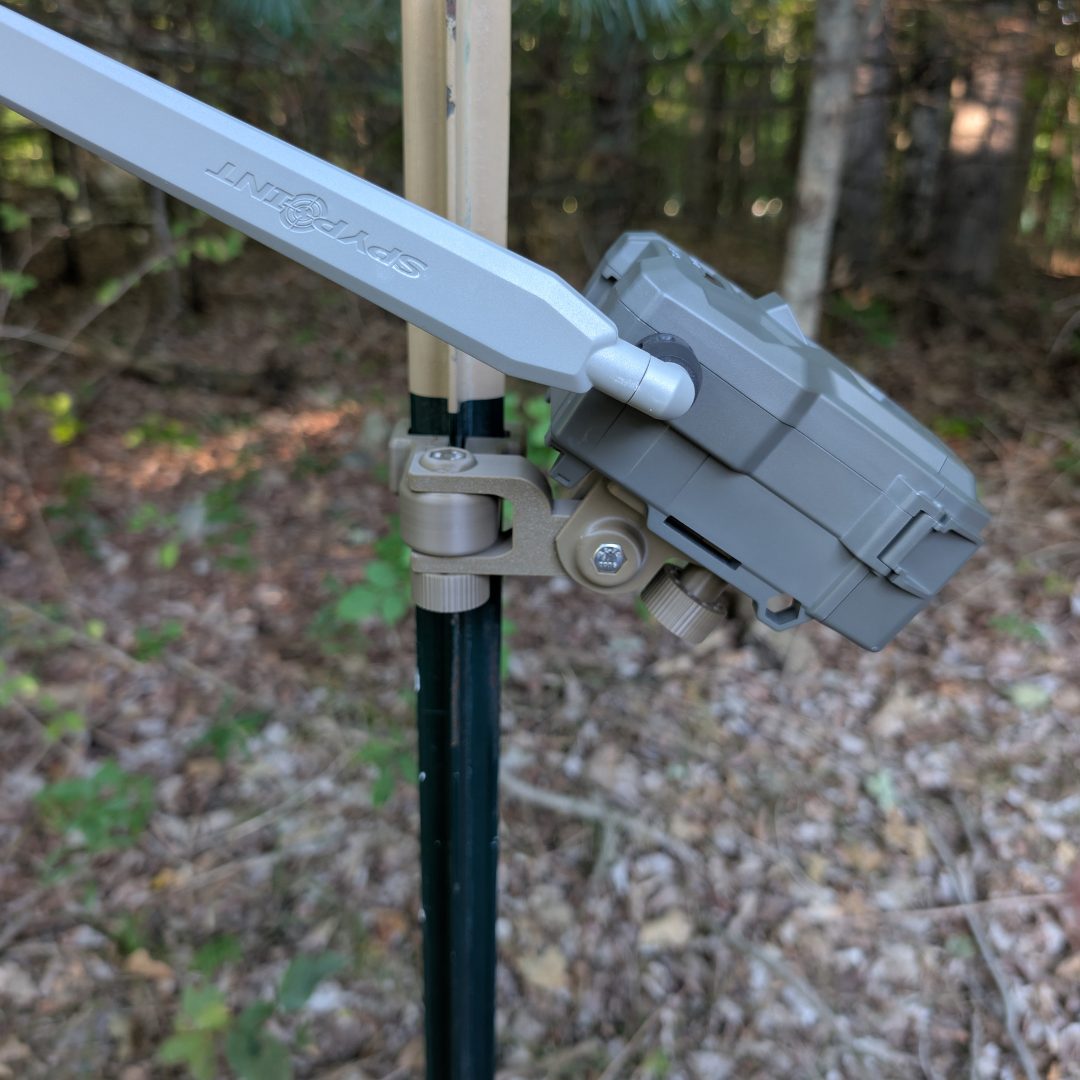 The ADK Edge APEX 360° Rotating T-Post Trail Camera Mount for SPYPOINT FLEX