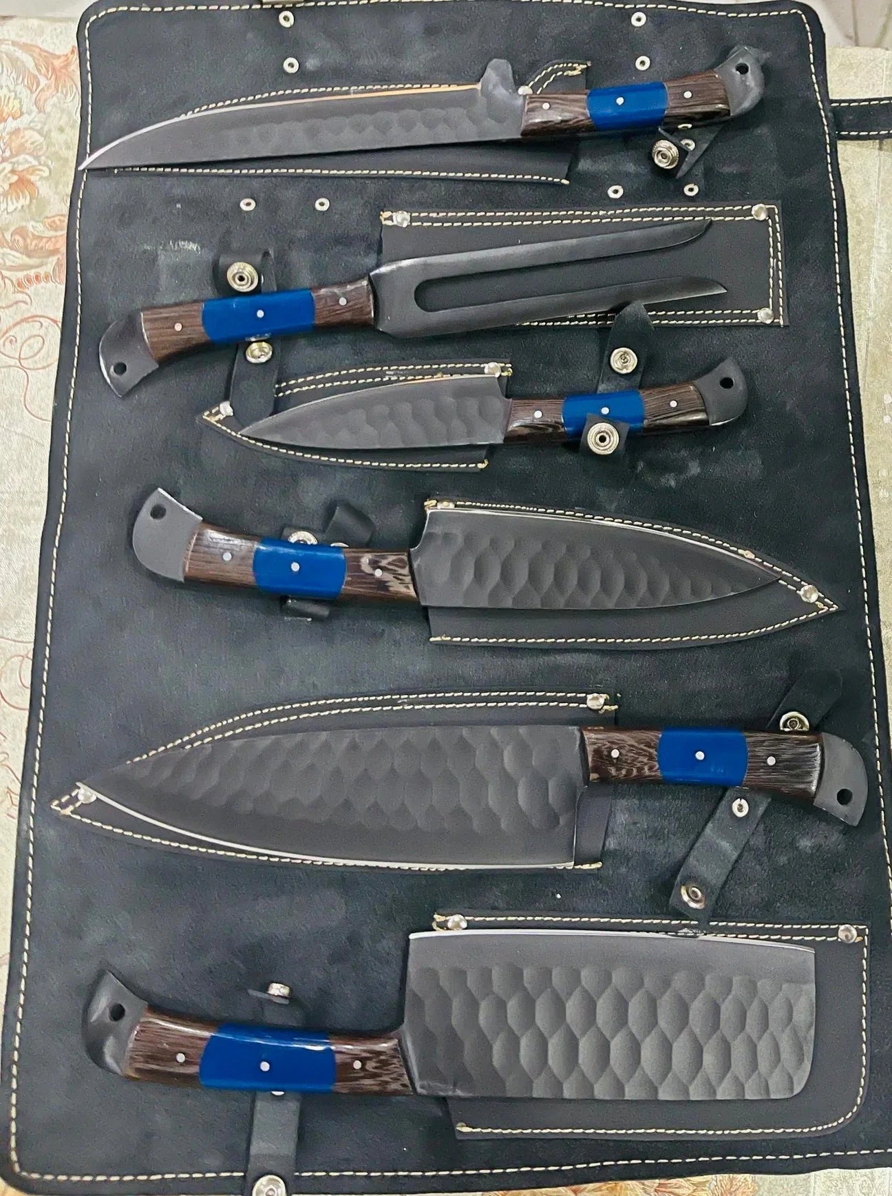 Best Chef Knives Sets – 8" Forged Stainless Steel Blade with Wenge Wood or Resin Handle & Leather Sheath