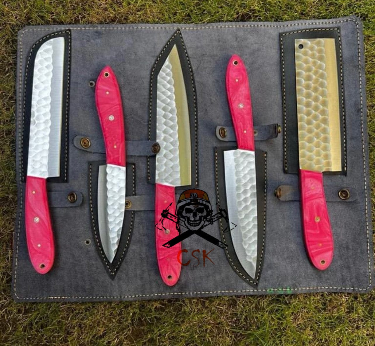 cskforged Kitchen knives Fixed Blade Handmade D2 steel (5pcs) kitchen chef knives set