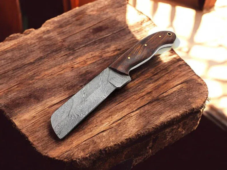 cskforged Custom Handmade Bull Cutter Knife with Leather Sheath