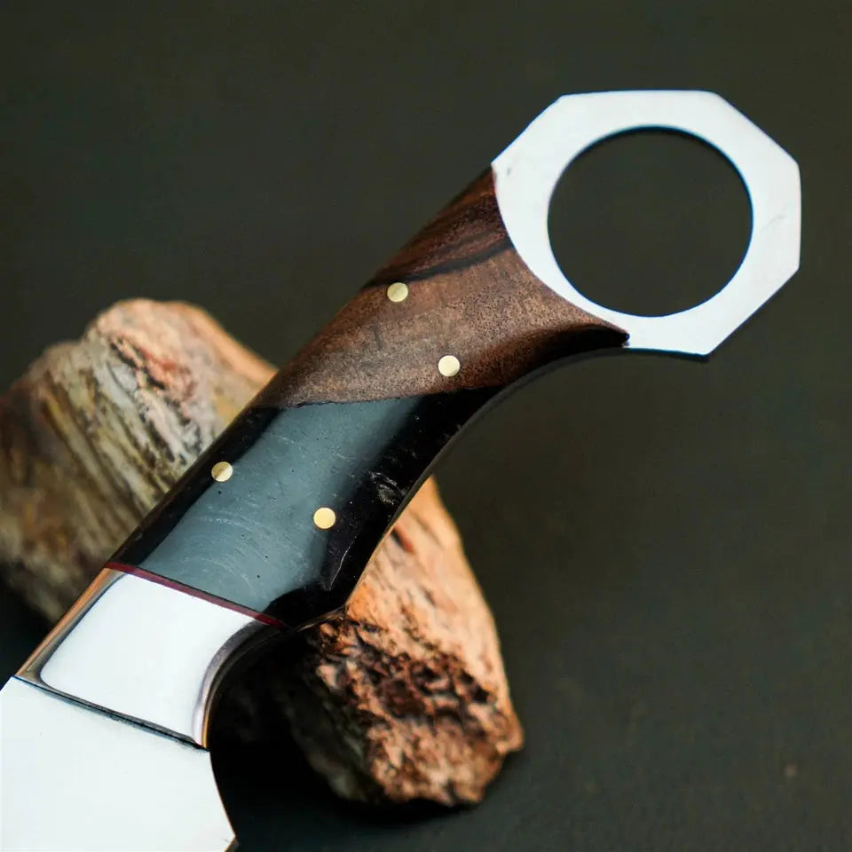 9.7" Handmade Stainless Steel Hunting Knife – Full Tang Wood Handle