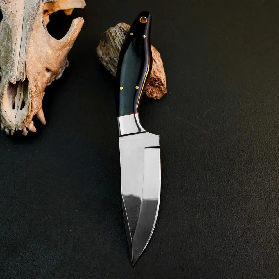 8.6" Handmade Drop Point Skinner Knife – Full Tang Resin Handle