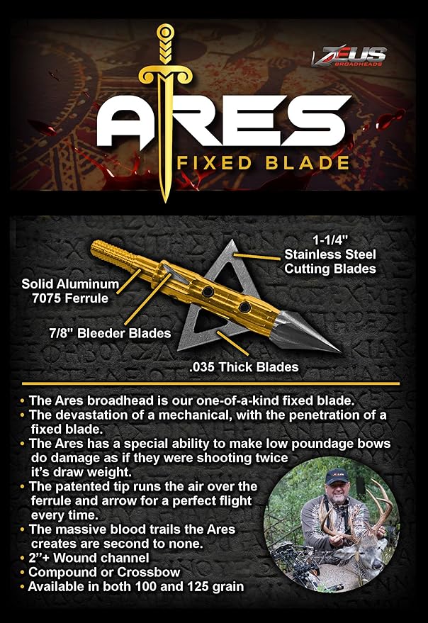 ZEUS ARES BROADHEADS (3 PACK) 100gr or 125gr