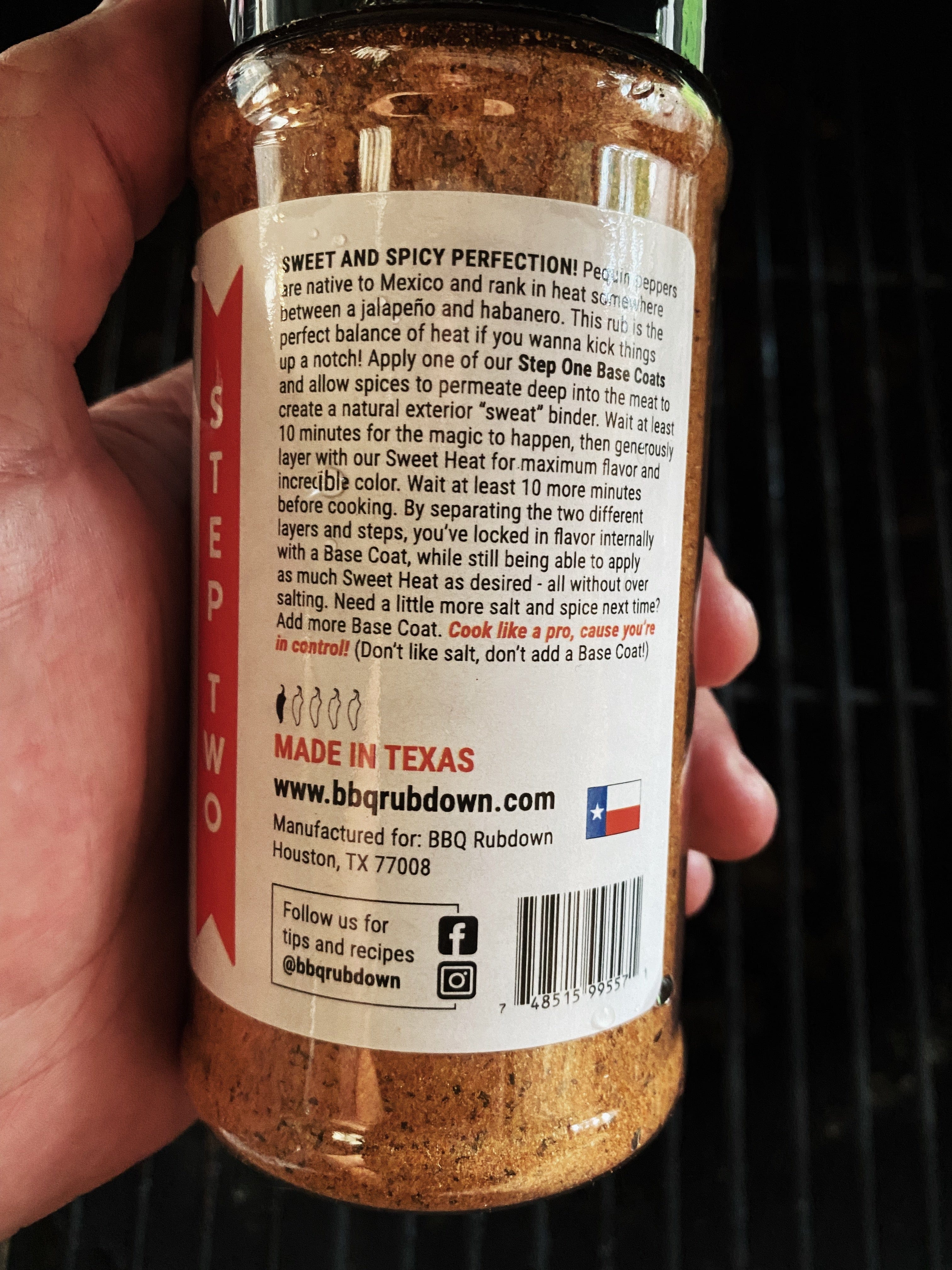 BBQ RUBDOWN Seasoning Sweet Heat Honey Pequin Rub - Step Two