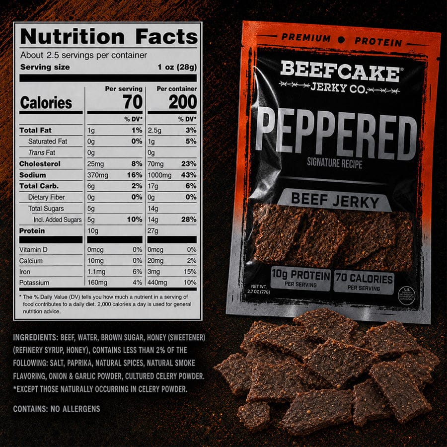 BeefCake Jerky Beef Jerky Peppered Jerky