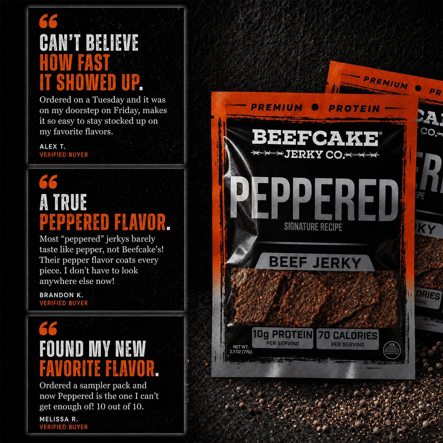 BeefCake Jerky Beef Jerky Peppered Jerky