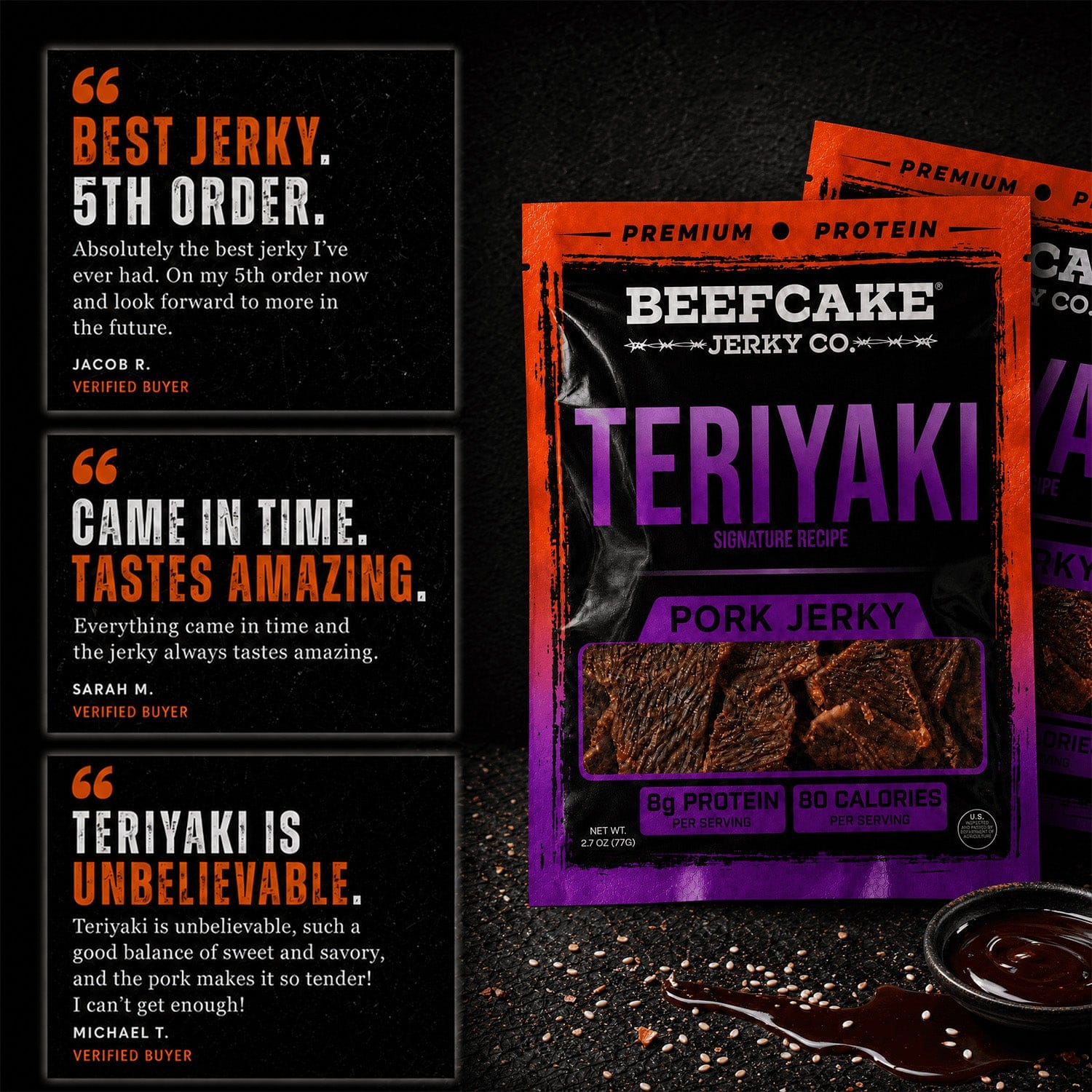 BeefCake Jerky Beef Jerky Teriyaki Jerky