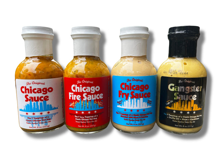 Big Fork Brands Chicago Sauce 4 bottles (1 of each flavor) Chicago Sauce, Chicago Fire Sauce, Chicago Fry Sauce & Gangster Sauce