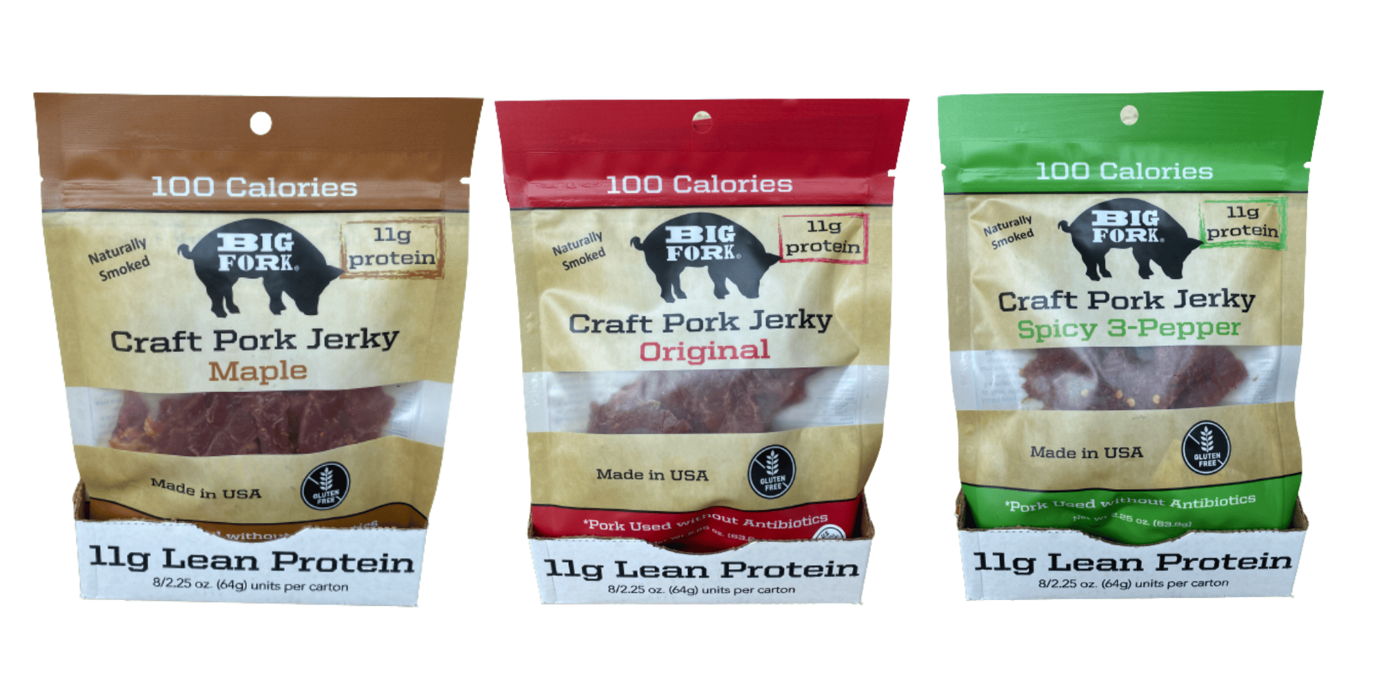 Big Fork Brands Jerky Craft Pork Jerky - 1 Case (8 X 2.25 oz. packs)