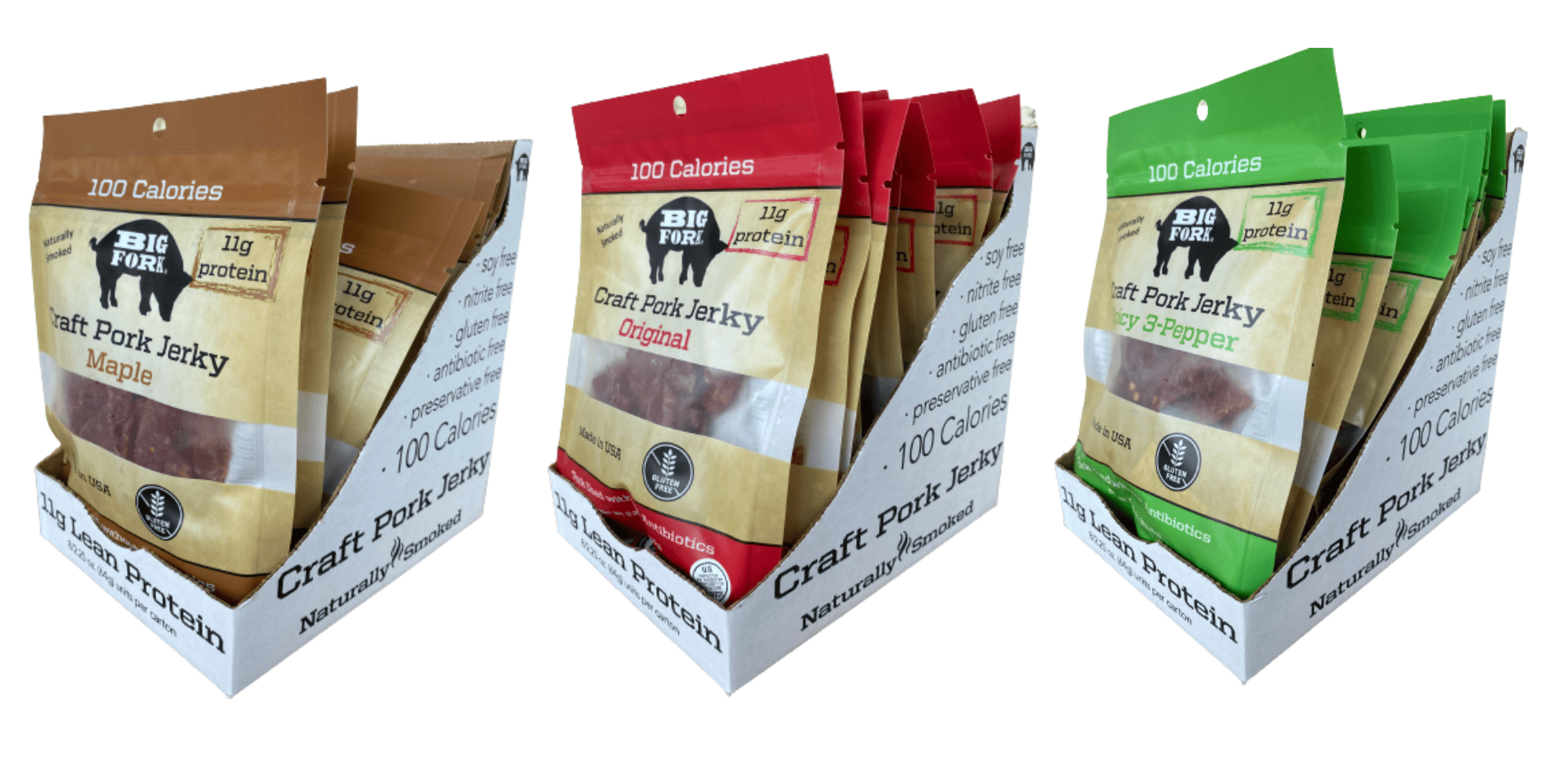 Big Fork Brands Jerky Craft Pork Jerky Collection (24 bags, 8 of each flavor)