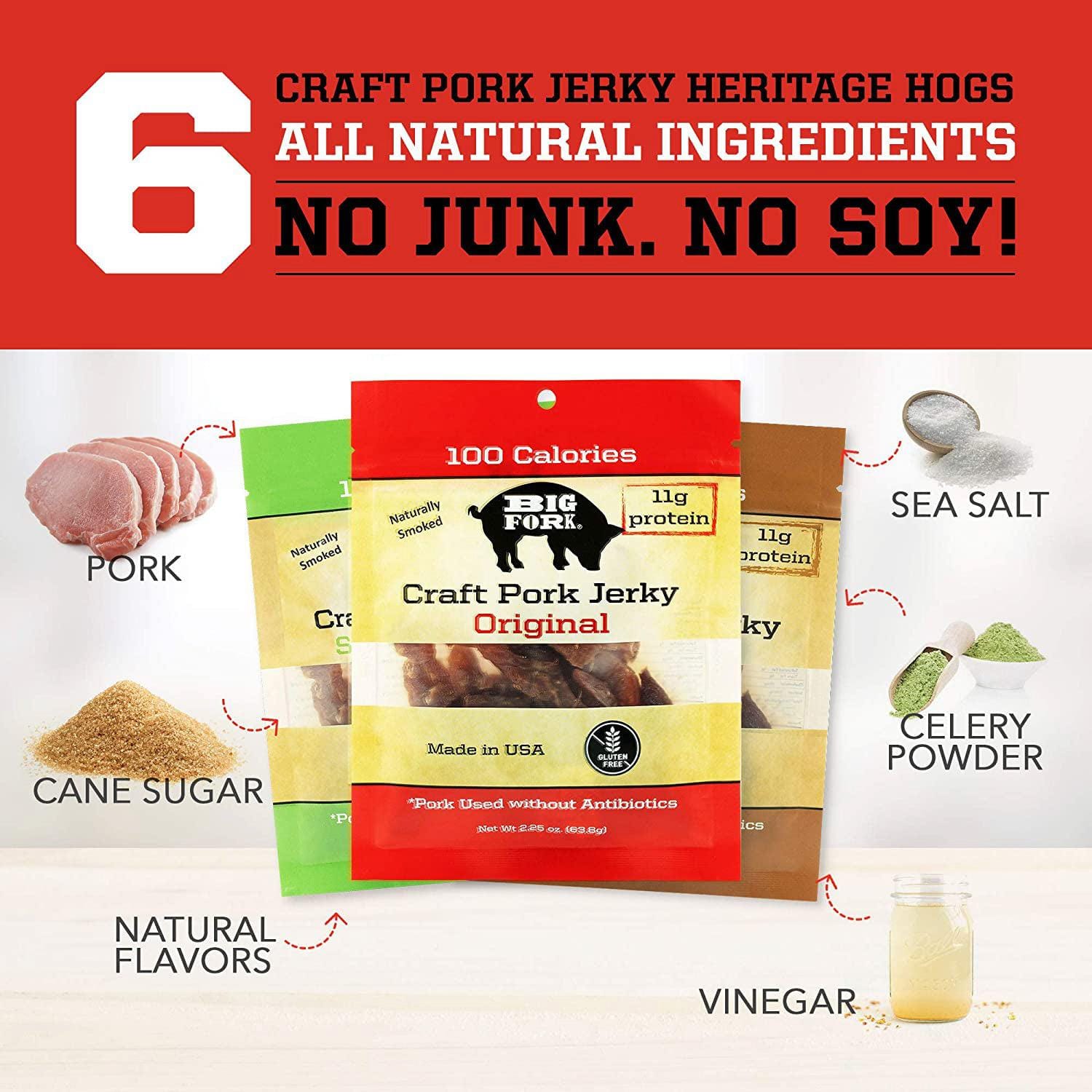 Big Fork Brands Jerky Craft Pork Jerky Sampler - 1 pack of each flavor (3 total)