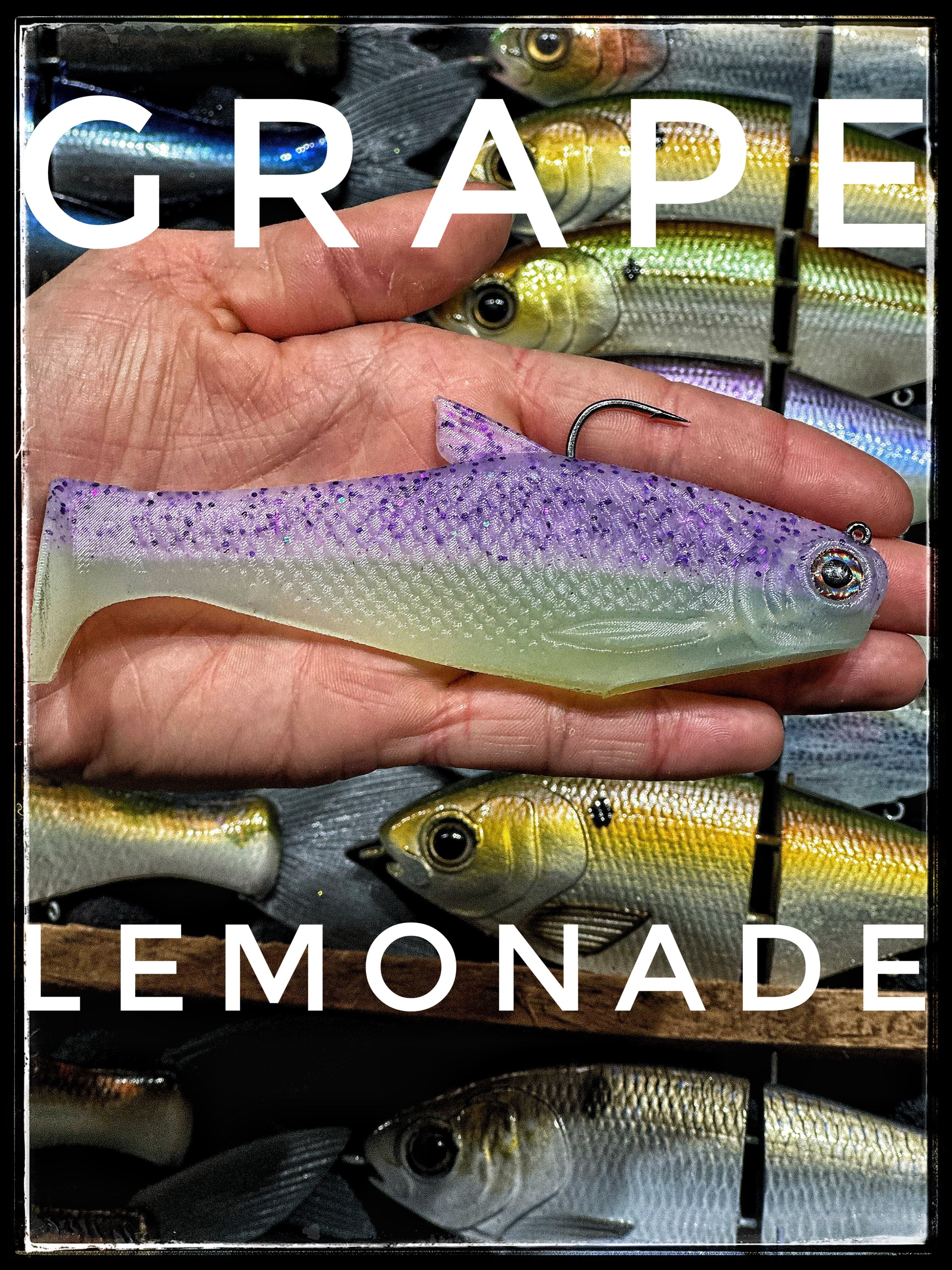Bull Shad Swimbaits Soft Swimbaits Grape Lemonade 6" Bacca Burrito Medium Sink
