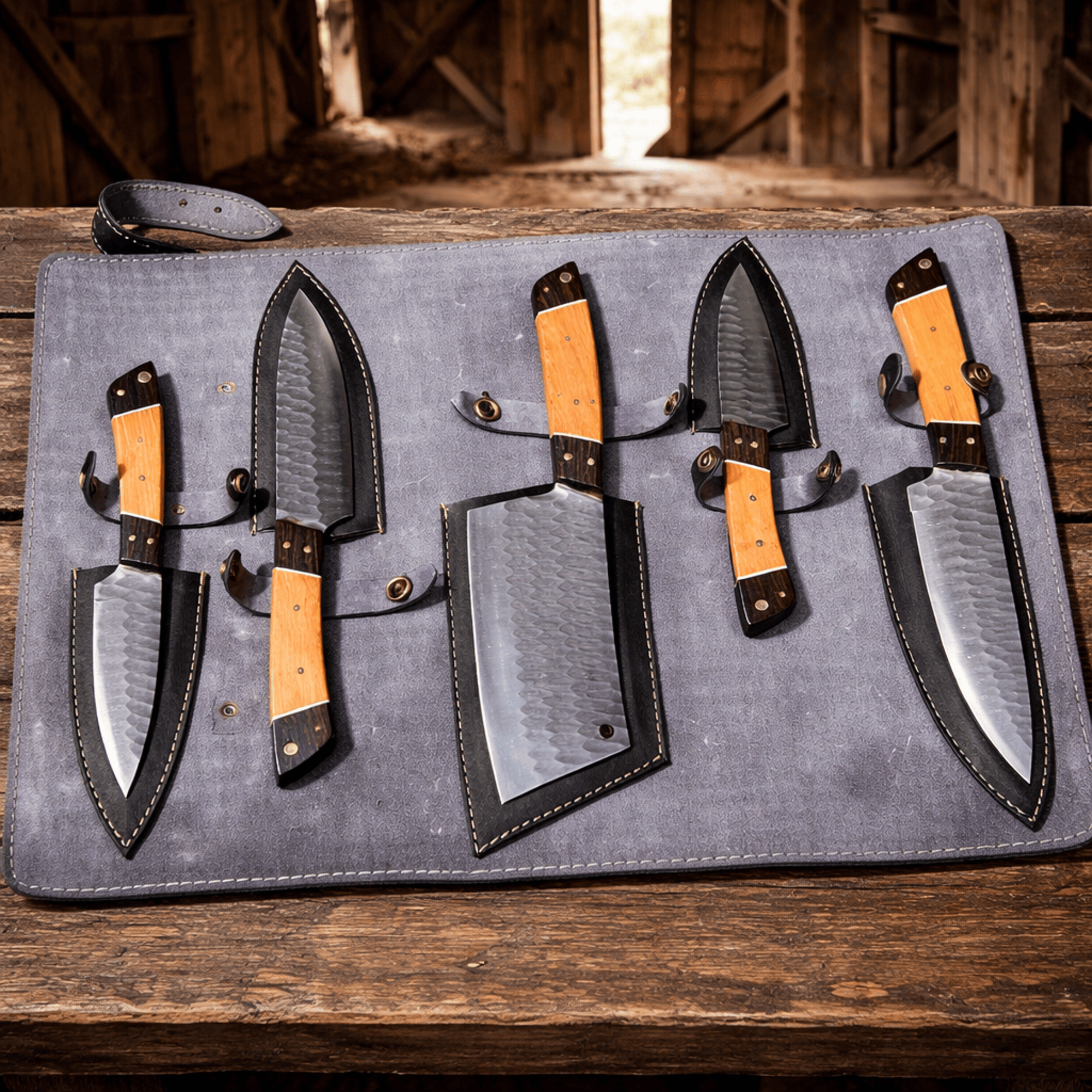 cskforged (5PCS)Hand Forged J2 steel Fixed Blade XL Kitchen set