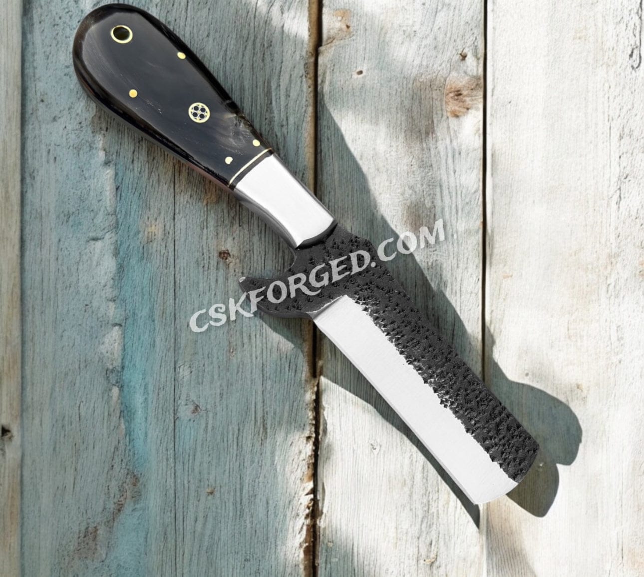 cskforged 99.99 7" Handmade Cowboy Bull cutter knife with leather sheath