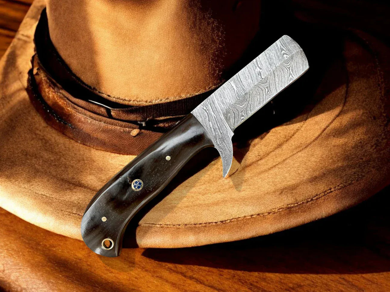 cskforged Best Bull Cutter Knife - Handmade Damascus Steel Blade
