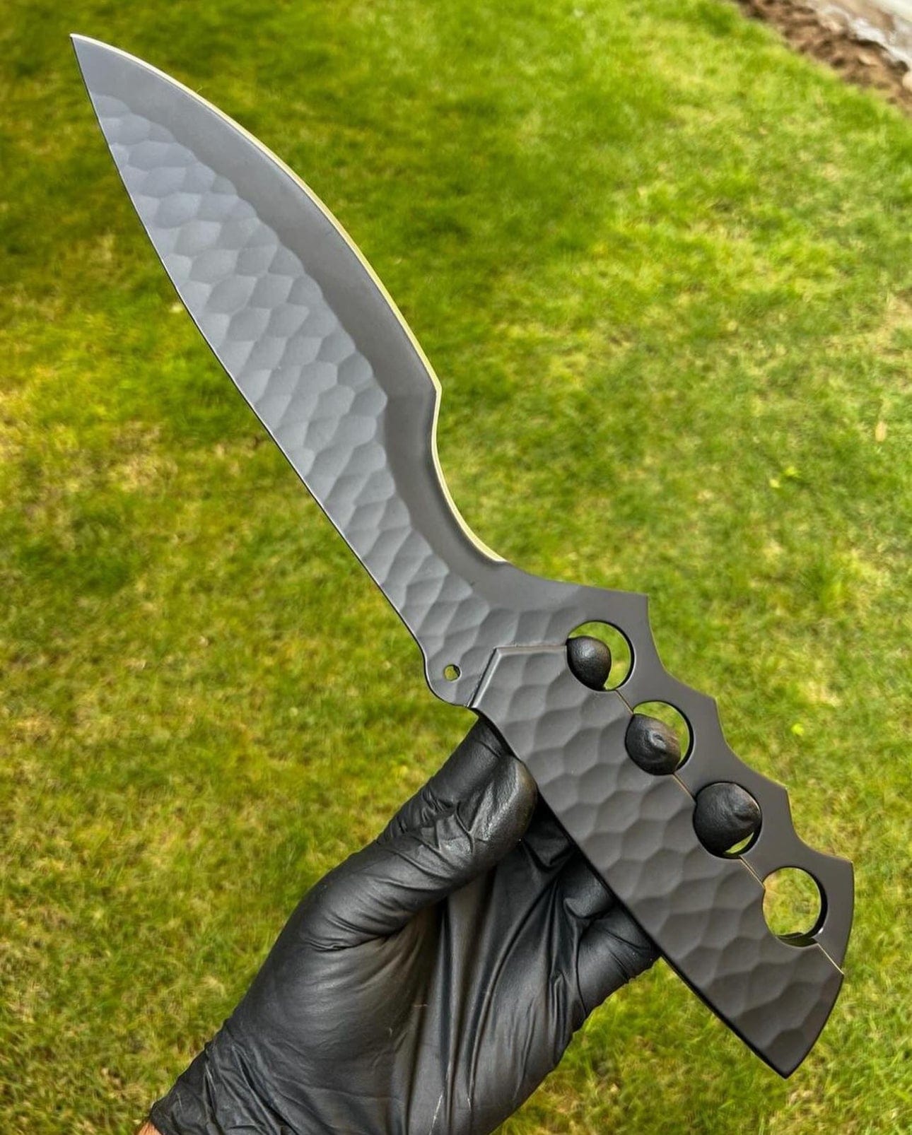 cskforged Camping knife Black Edition Damascus Tactical Knuckle Camping Knife with Full Tang handle