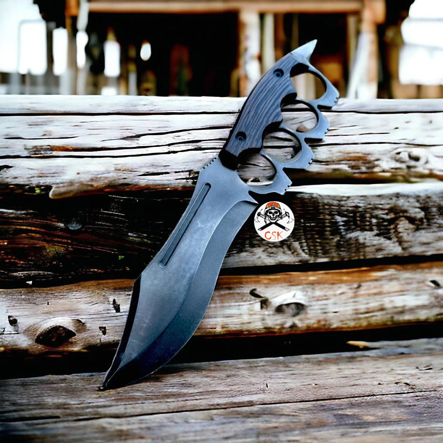 cskforged Camping knife D2 Knuckle Knife with Full Tang build & Wenge Wood handle