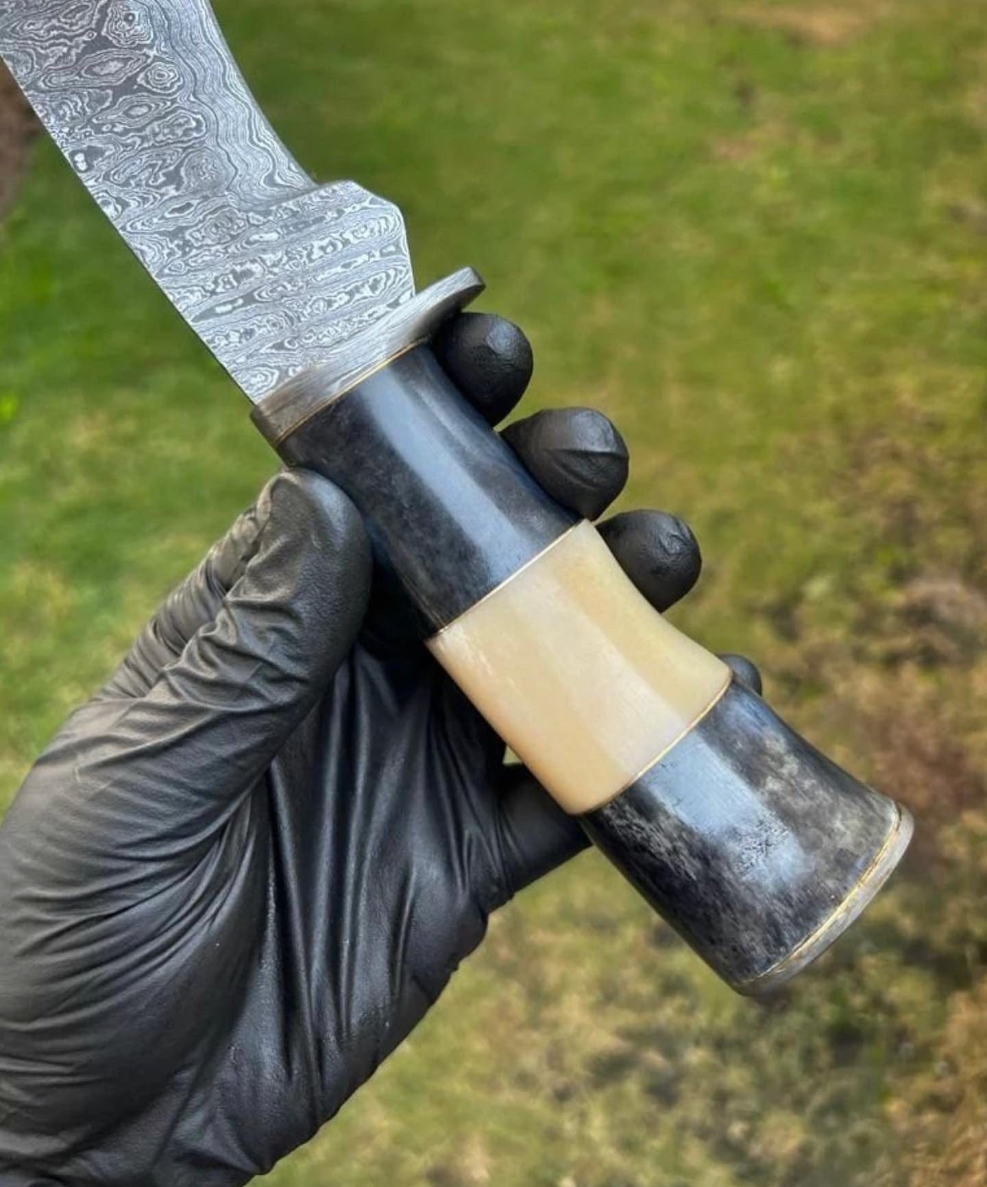 cskforged Camping knife Damascus Steel Trailing Point Camping knife
