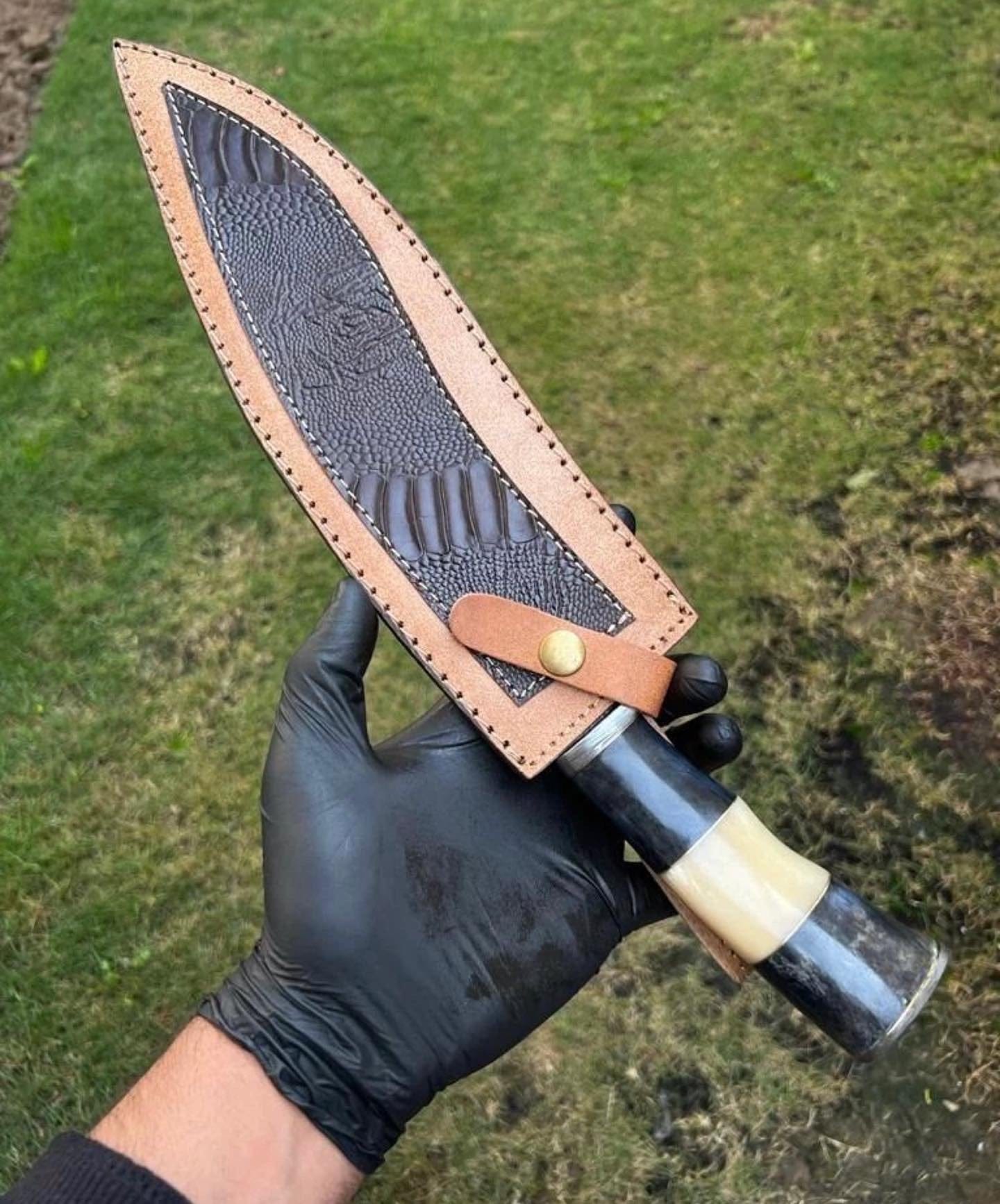 cskforged Camping knife Damascus Steel Trailing Point Camping knife