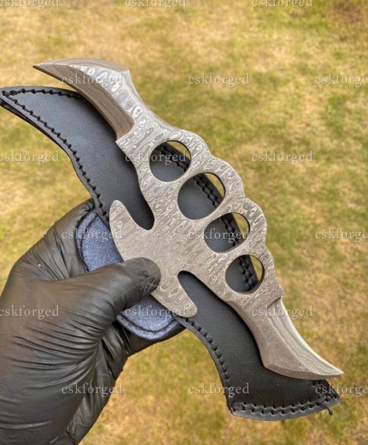 cskforged Camping knife NEW HANDMADE DAMASCUS KNUCKLE