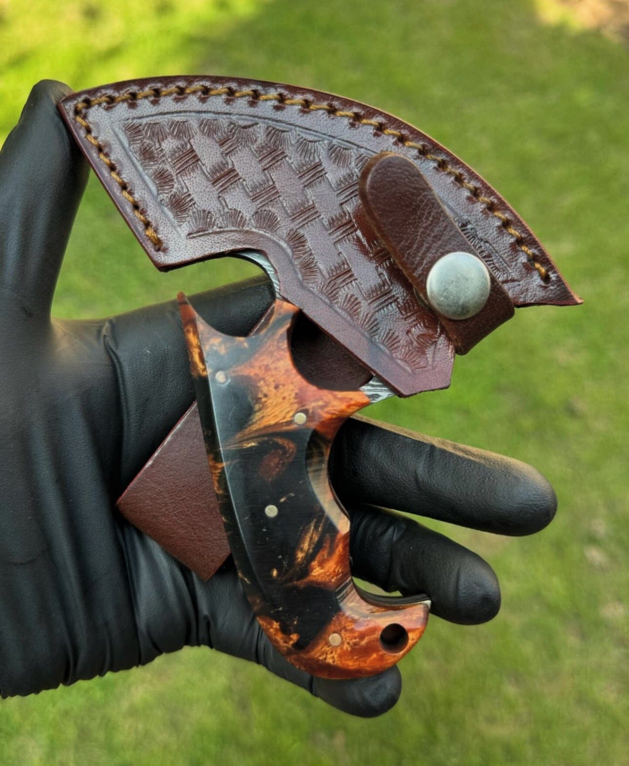 cskforged Chef knife Alaska Natural Caribou ULU Knife Full Tang Jiggle Resin Handle