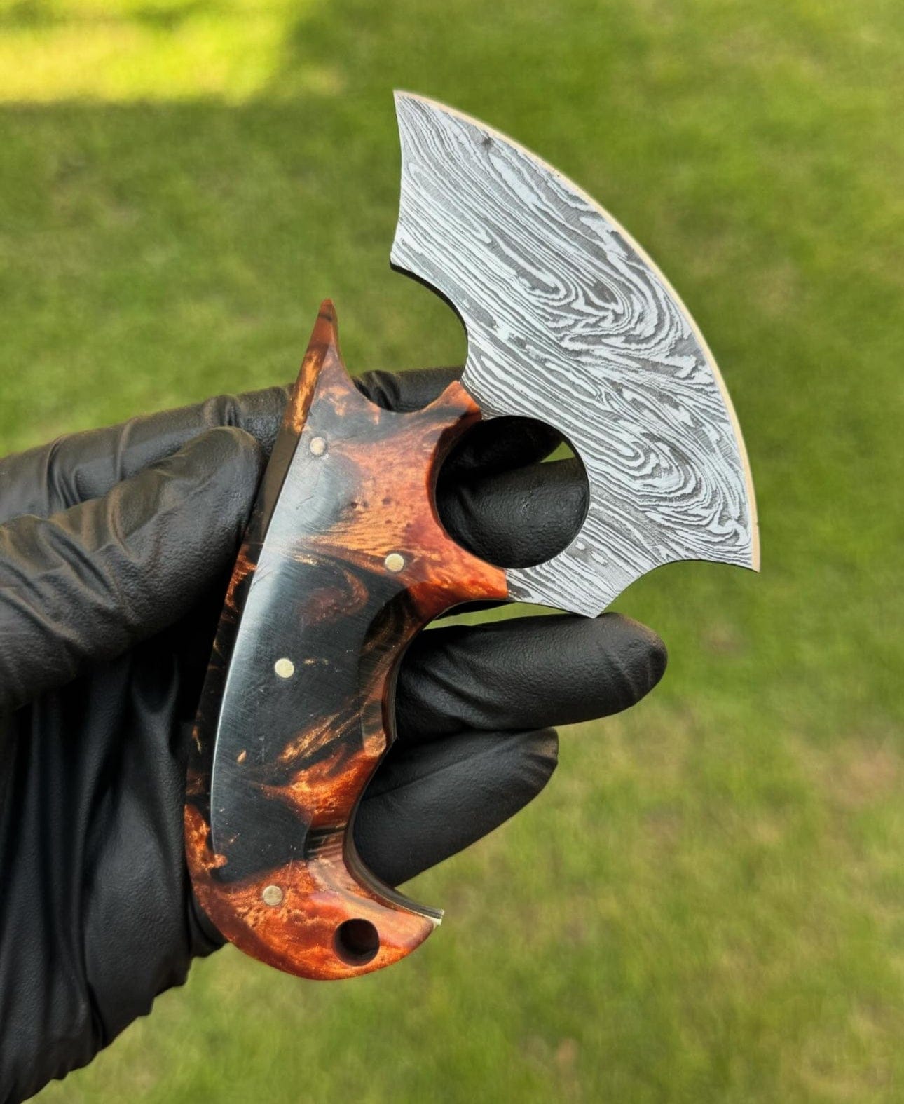 cskforged Chef knife Alaska Natural Caribou ULU Knife Full Tang Jiggle Resin Handle