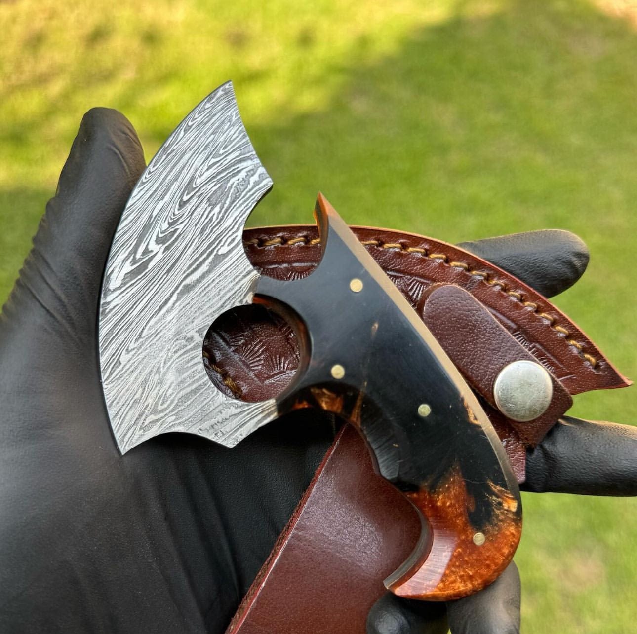 cskforged Chef knife Alaska Natural Caribou ULU Knife Full Tang Jiggle Resin Handle