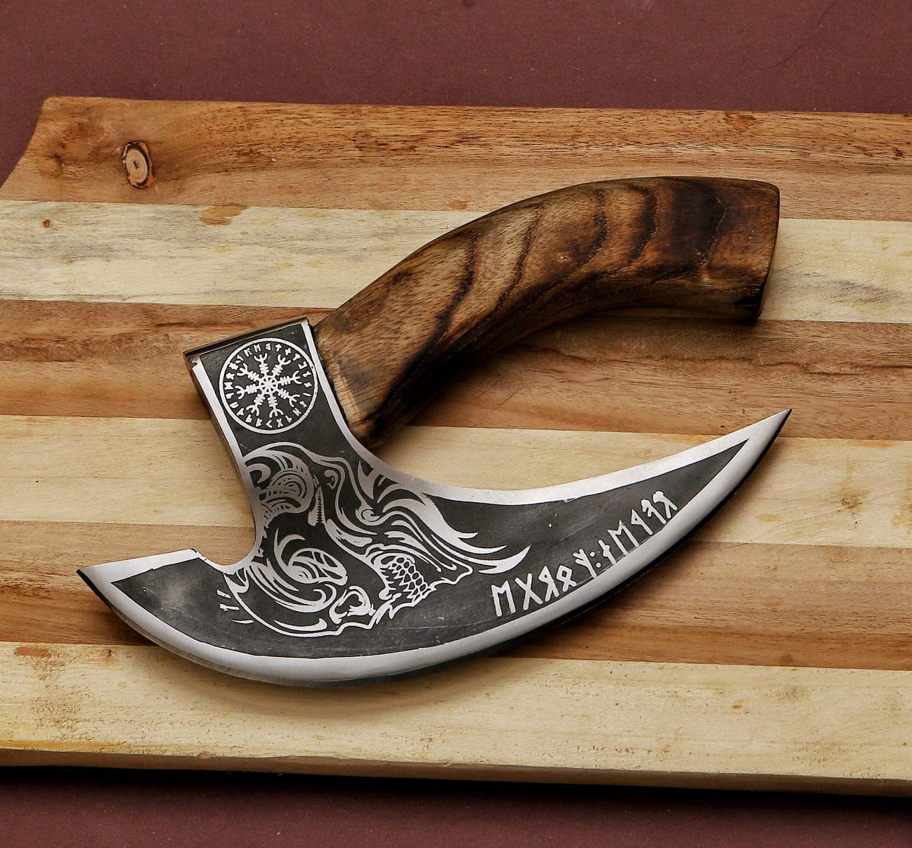 cskforged Chef knife Custom hand forged pizza cutter X, Viking pizza cutter , Viking Bearded Camping pizza Cutter
