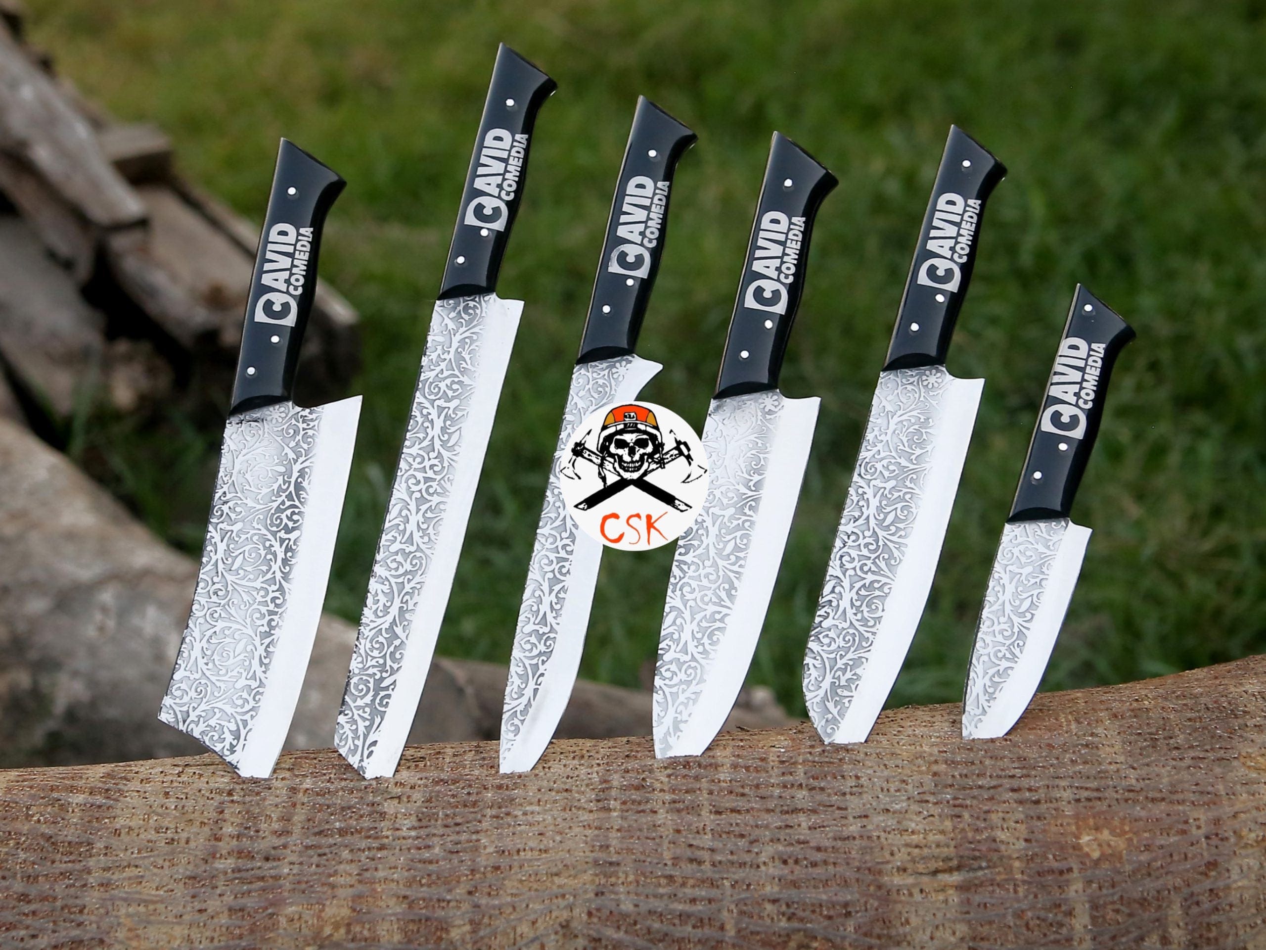 cskforged Chef knife Custom Logo Handles Knives with Etching