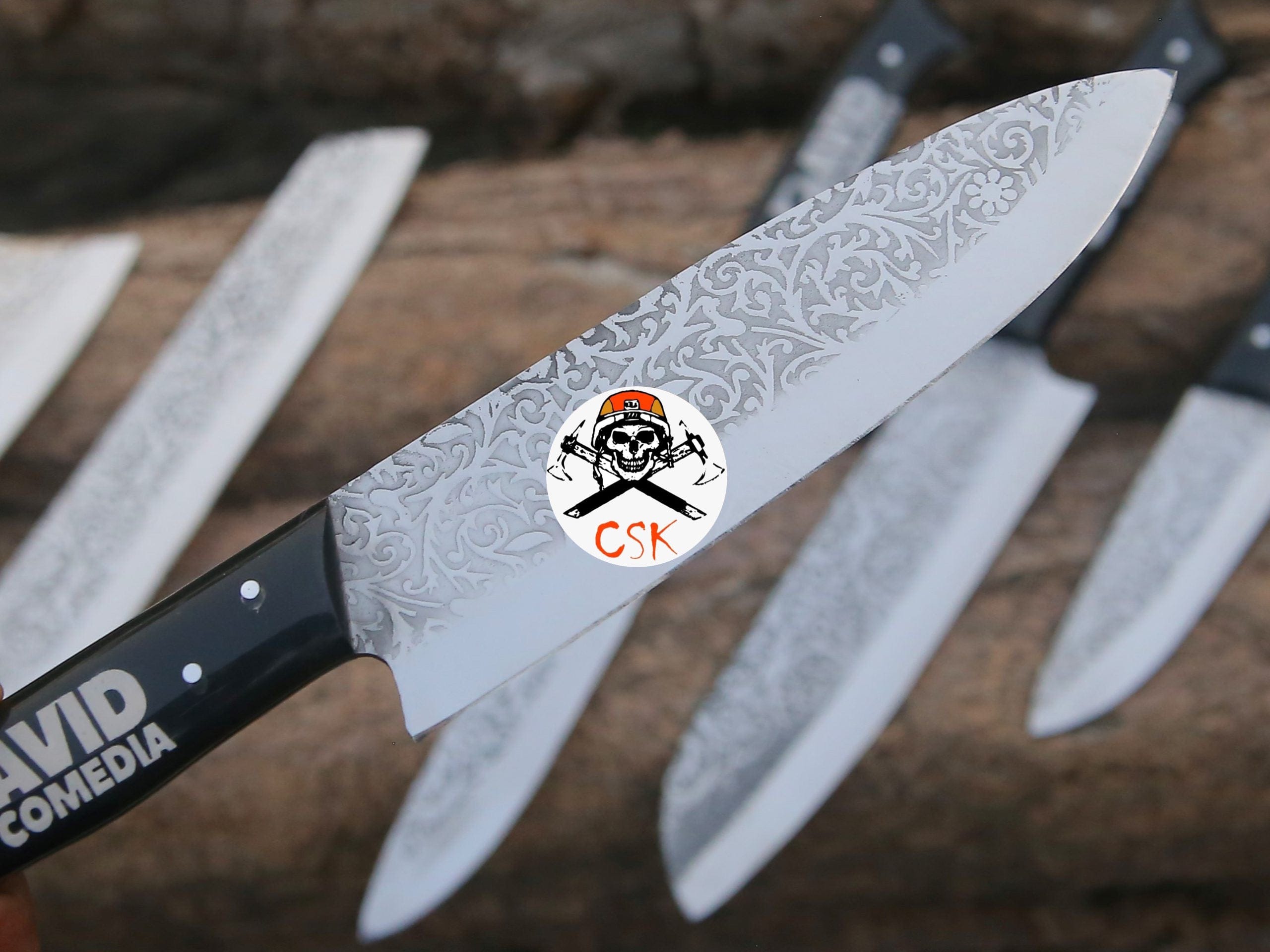 cskforged Chef knife Custom Logo Handles Knives with Etching