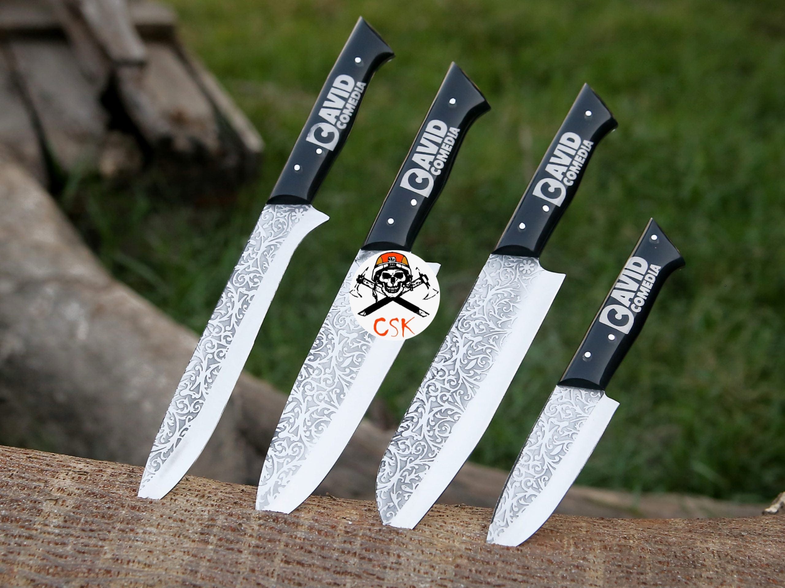 cskforged Chef knife Custom Logo Handles Knives with Etching