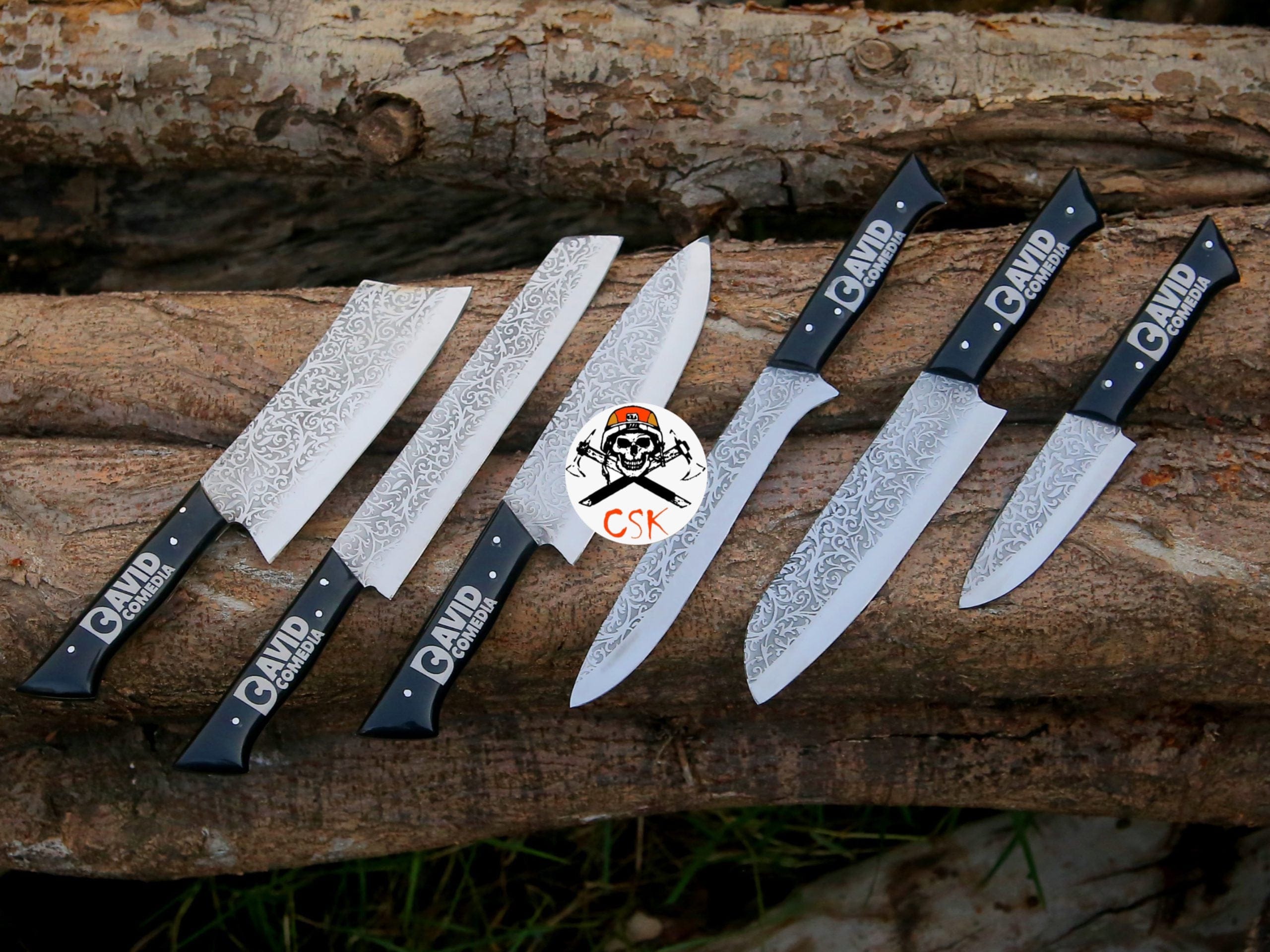 cskforged Chef knife Custom Logo Handles Knives with Etching