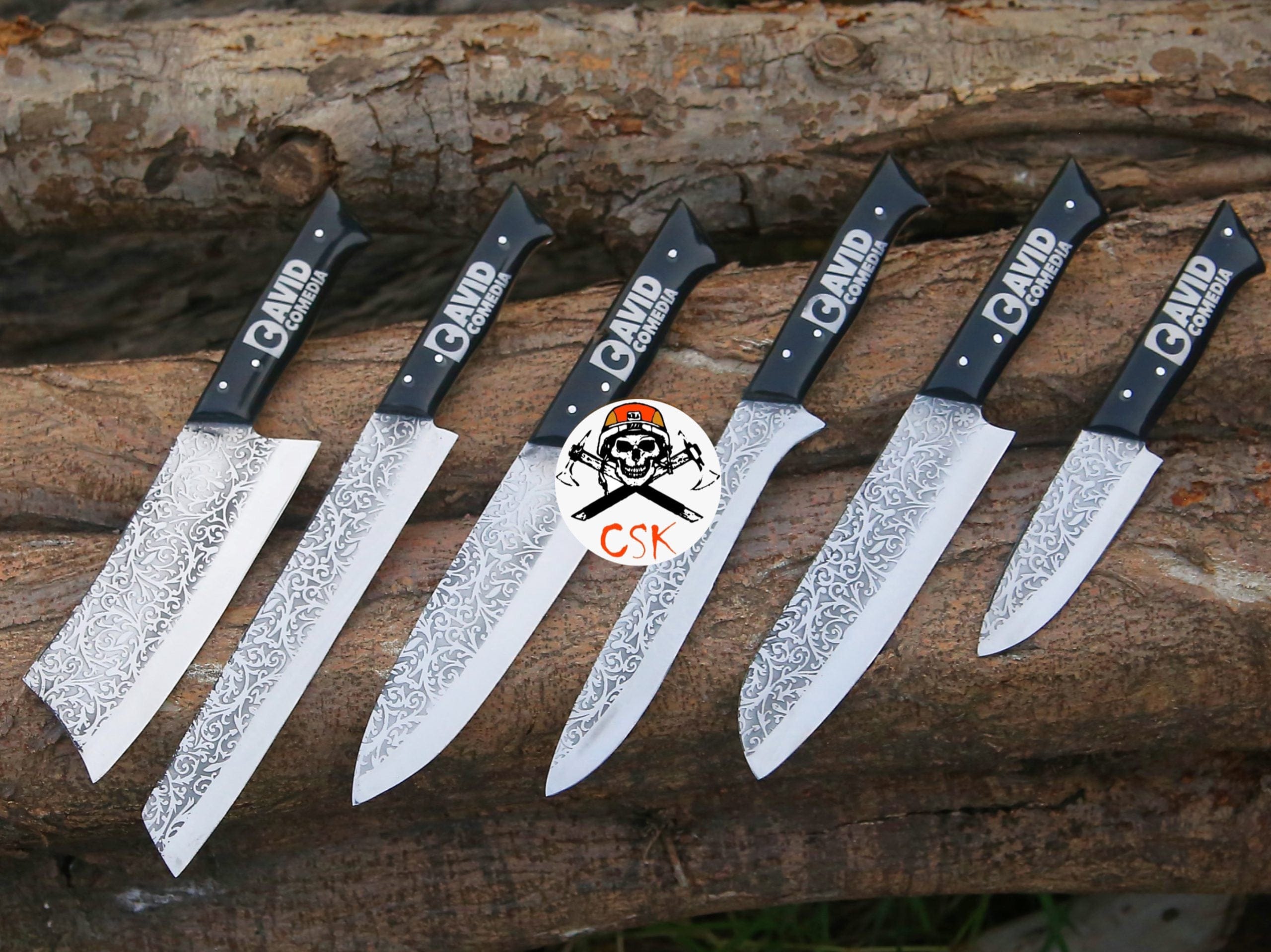 cskforged Chef knife Custom Logo Handles Knives with Etching